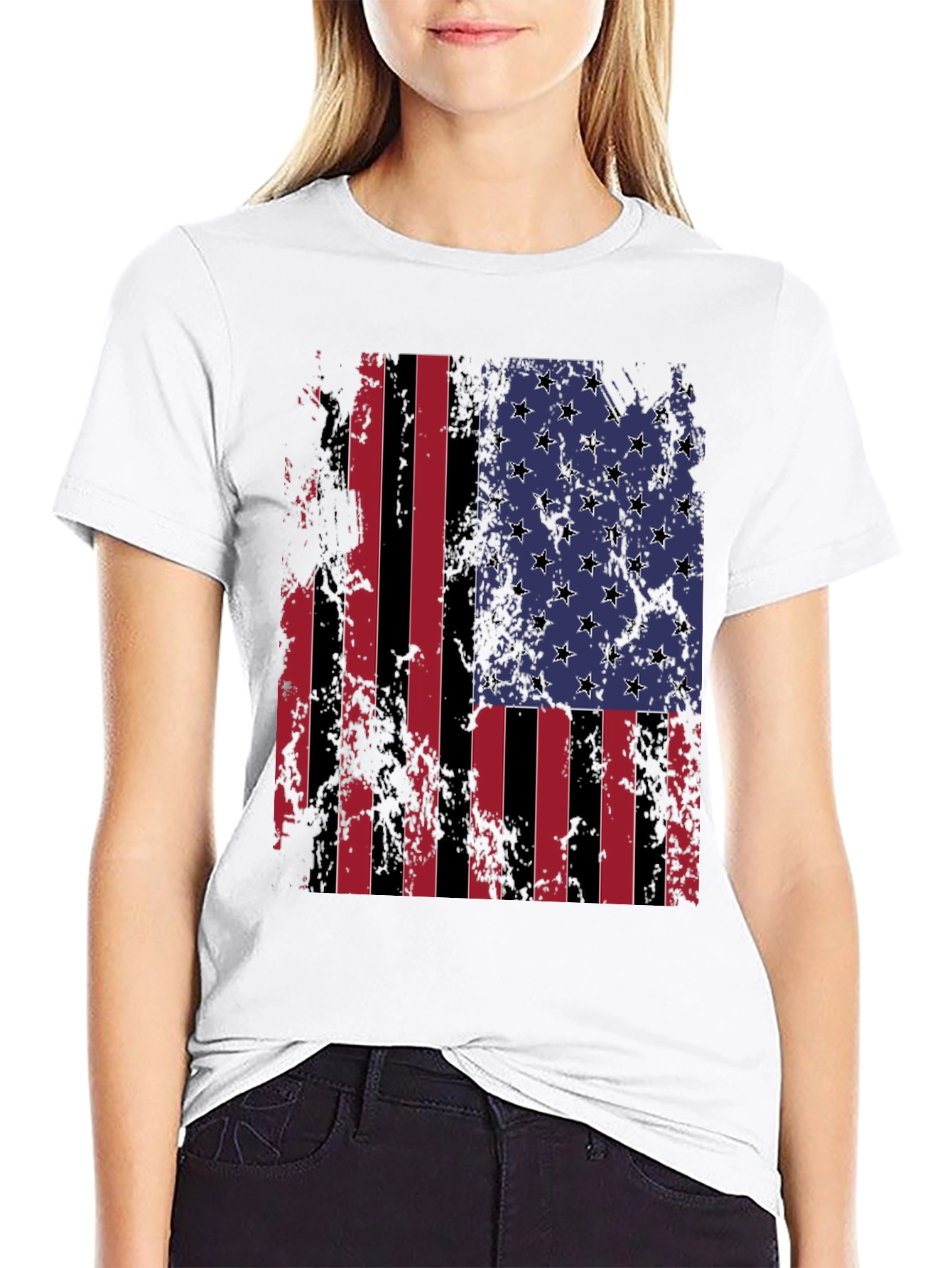 Distressed American Flag Graphic T-Shirt
