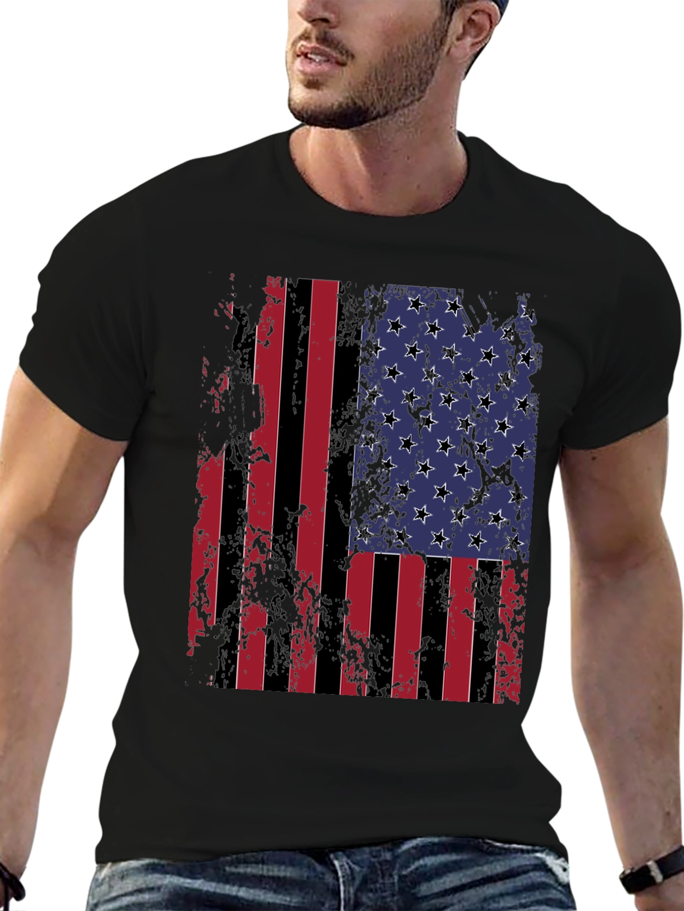 Distressed American Flag Graphic T-Shirt