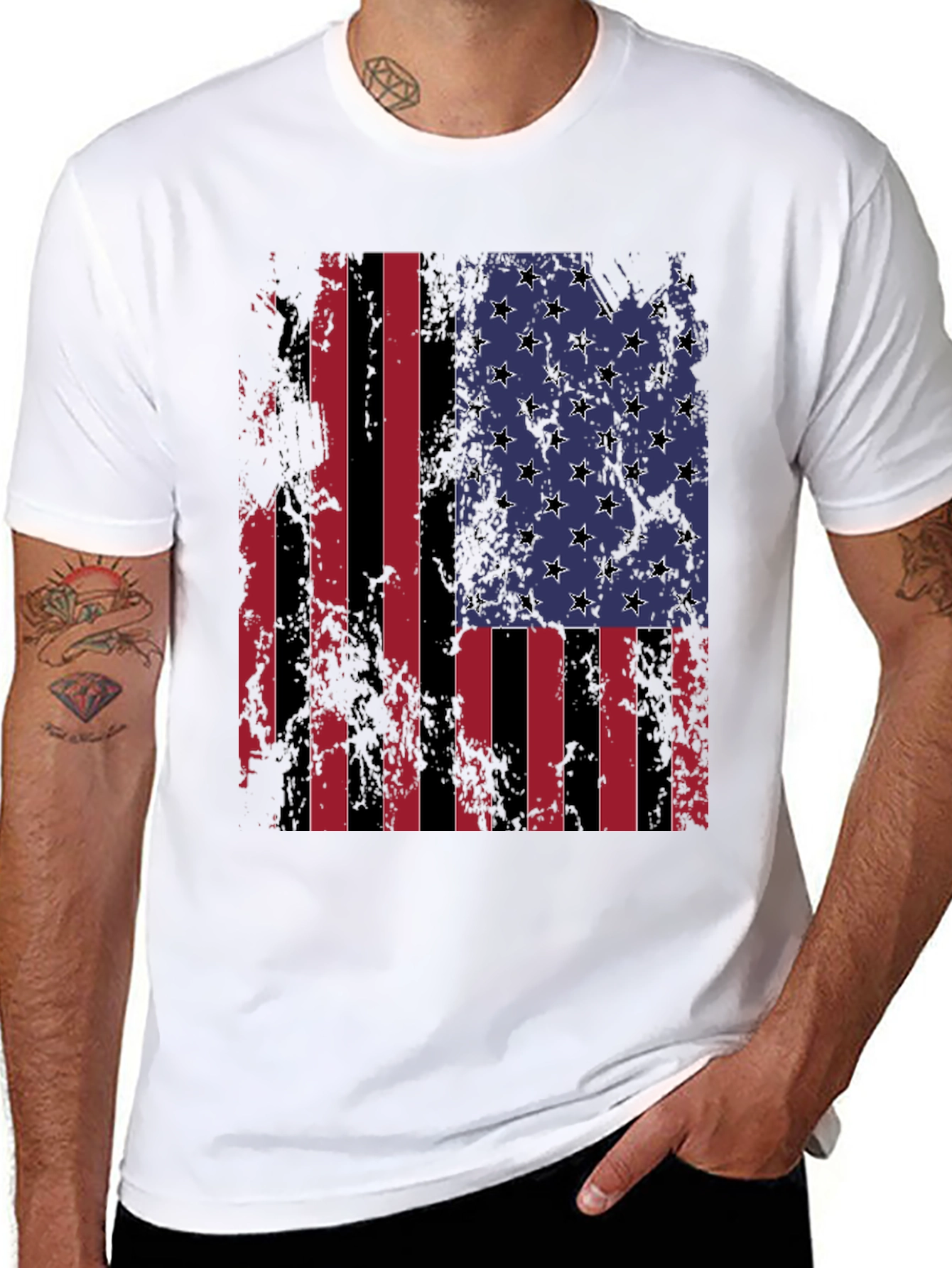 Distressed American Flag Graphic T-Shirt