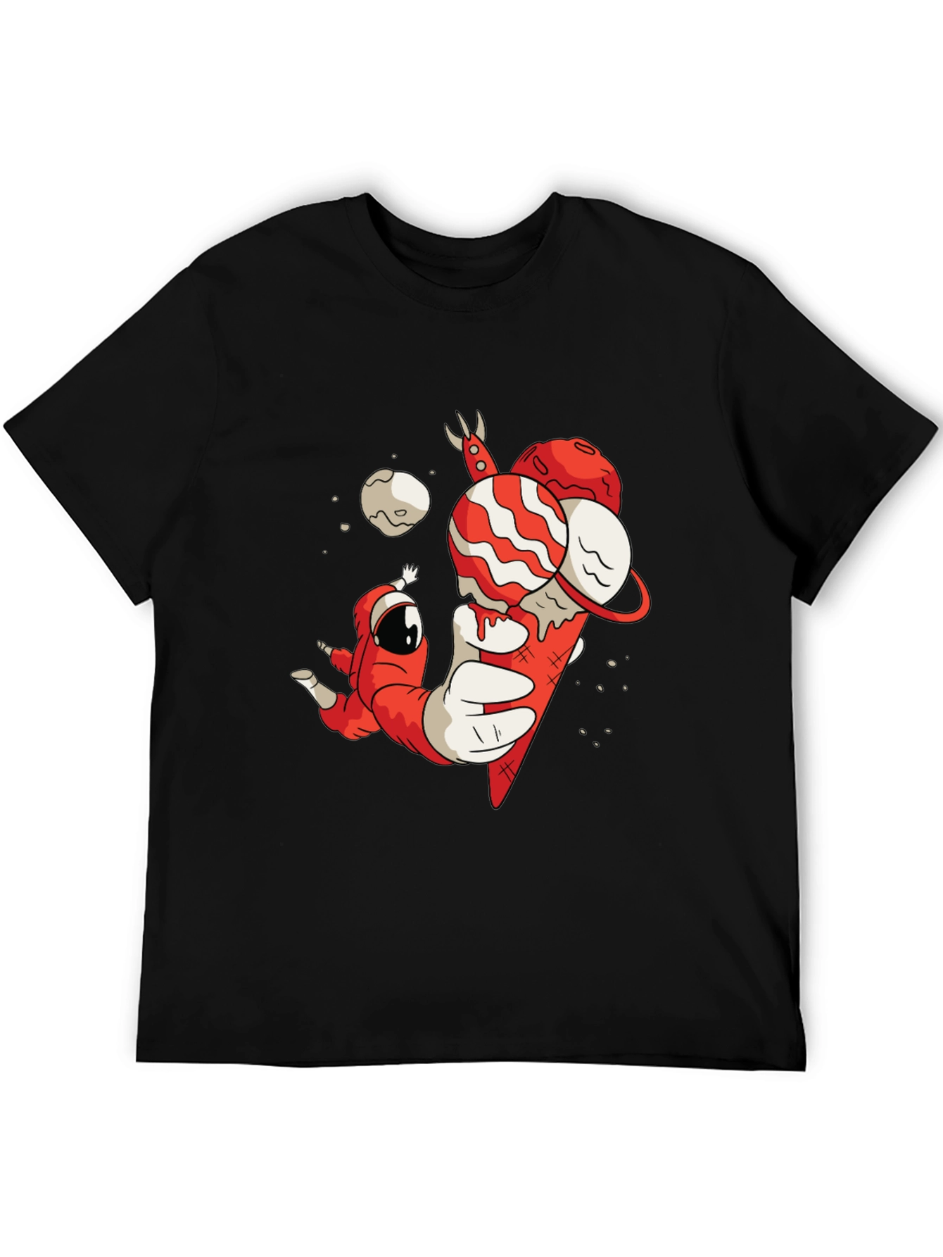 Astronaut Ice Cream Graphic Tee - Funky Black T-Shirt