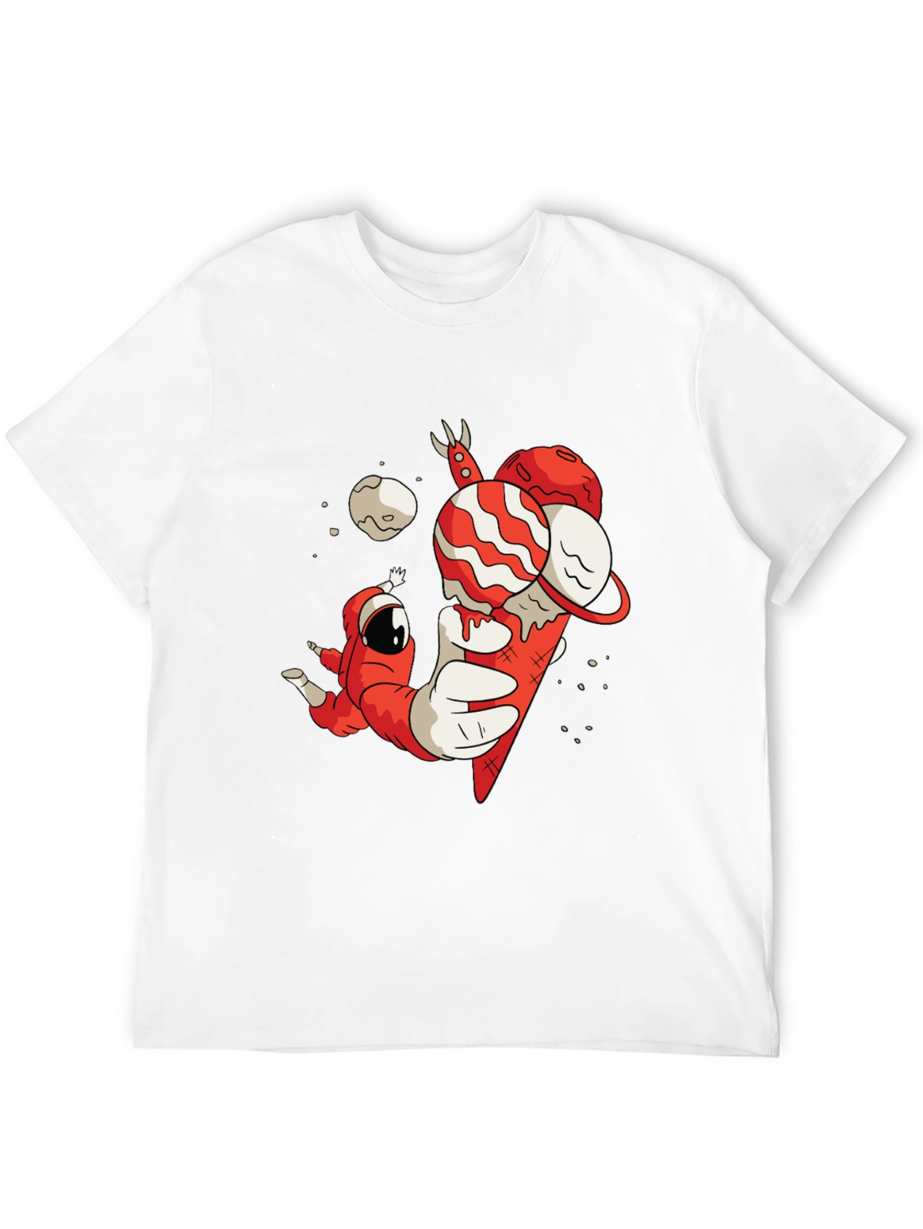 Astronaut Ice Cream Graphic Tee - Funky Black T-Shirt
