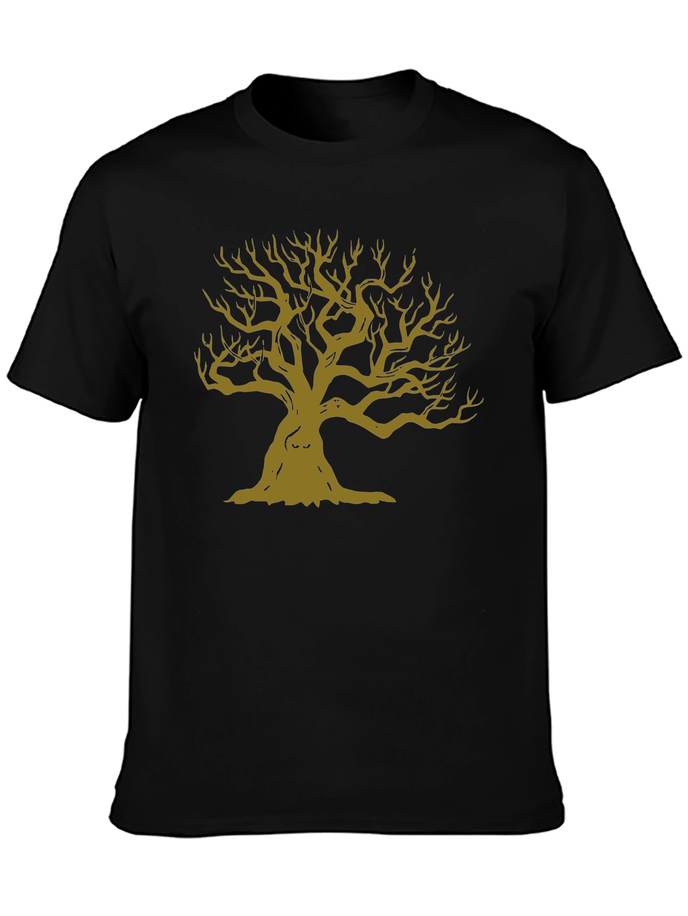 Mens Black T-Shirt with Graphic Tree Design