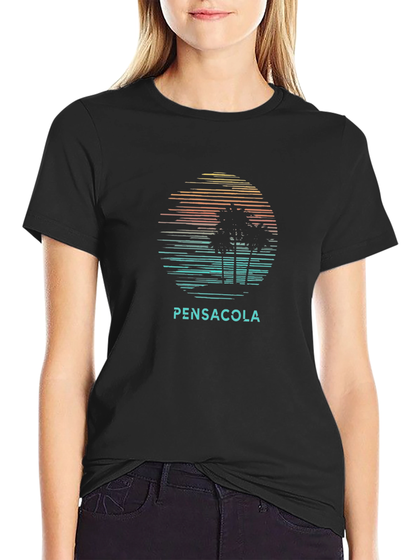 Pensacola Palm Sunset Graphic Tee - Soft Cotton Blend