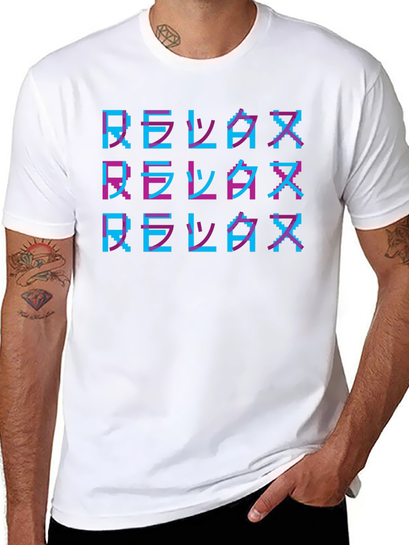 Relax Pixelated T-Shirt - Retro Gaming Style Tee