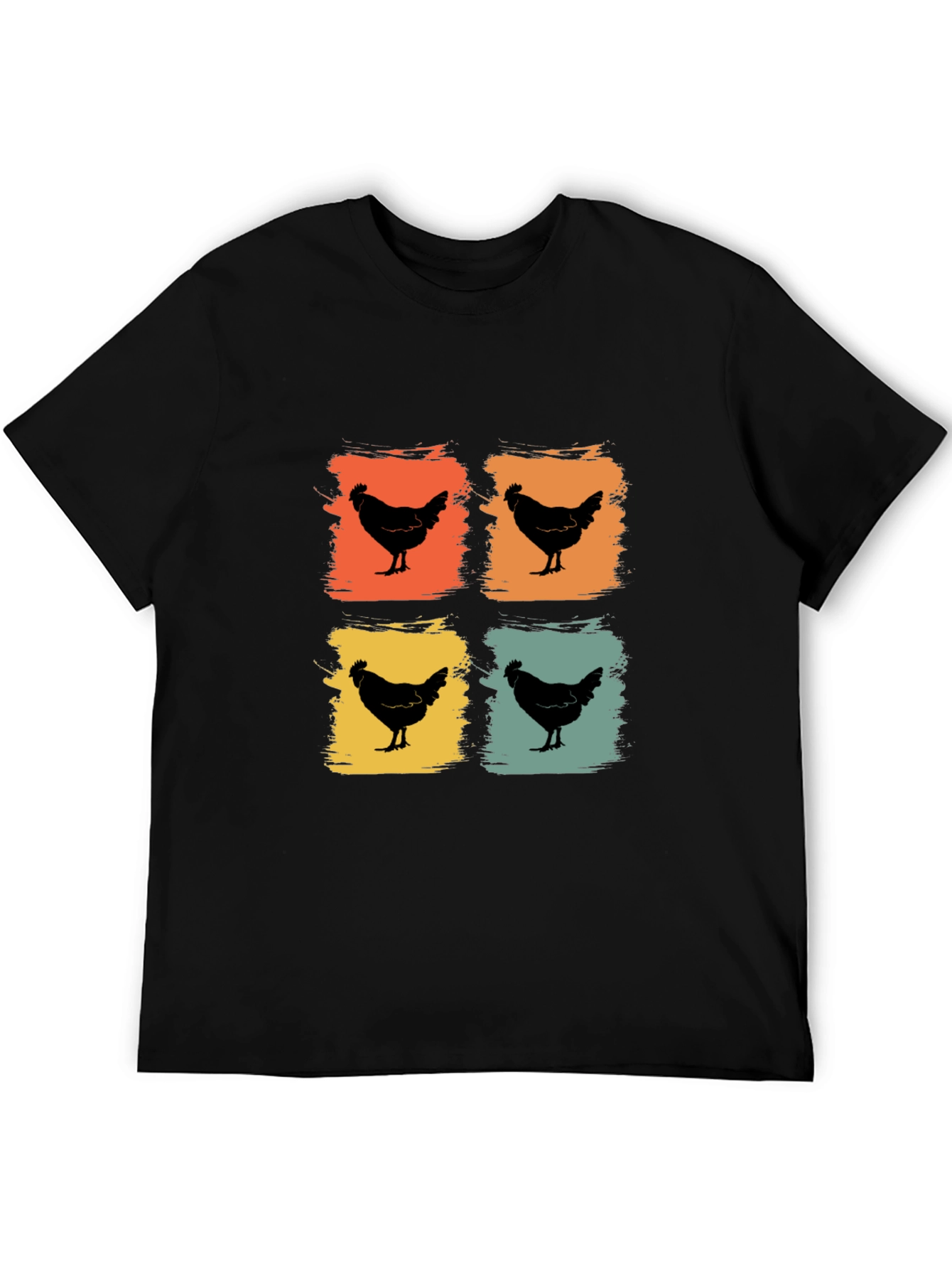 Retro Chicken Graphic Tee - Black T-Shirt