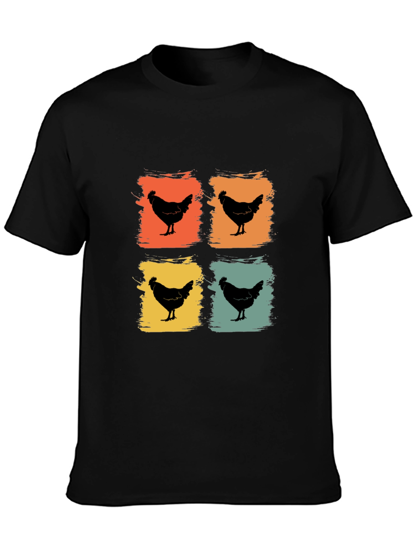 Retro Chicken Graphic Tee - Black T-Shirt
