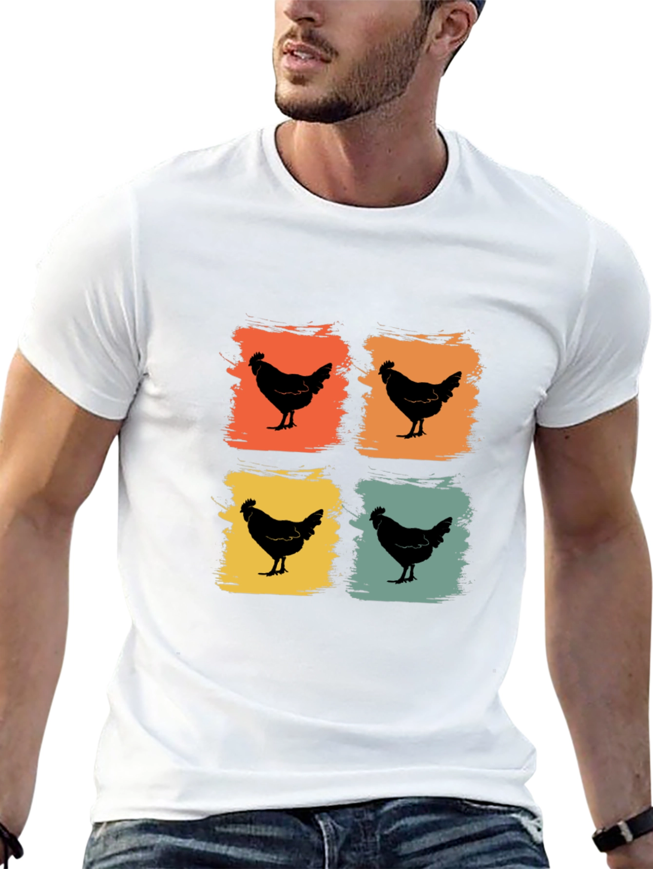 Retro Chicken Graphic Tee - Black T-Shirt