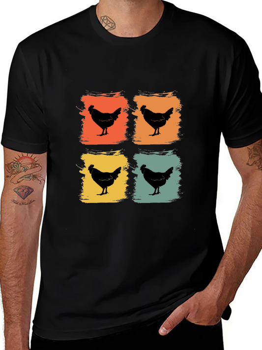 Retro Chicken Graphic Tee - Black T-Shirt