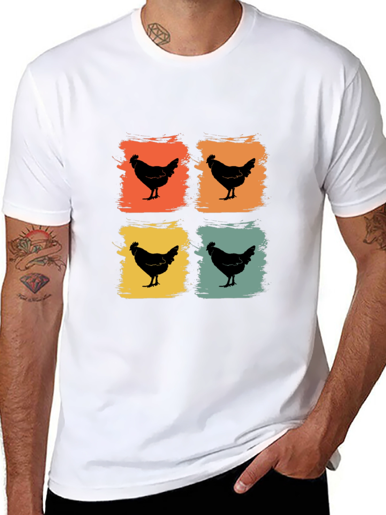 Retro Chicken Graphic Tee - Black T-Shirt