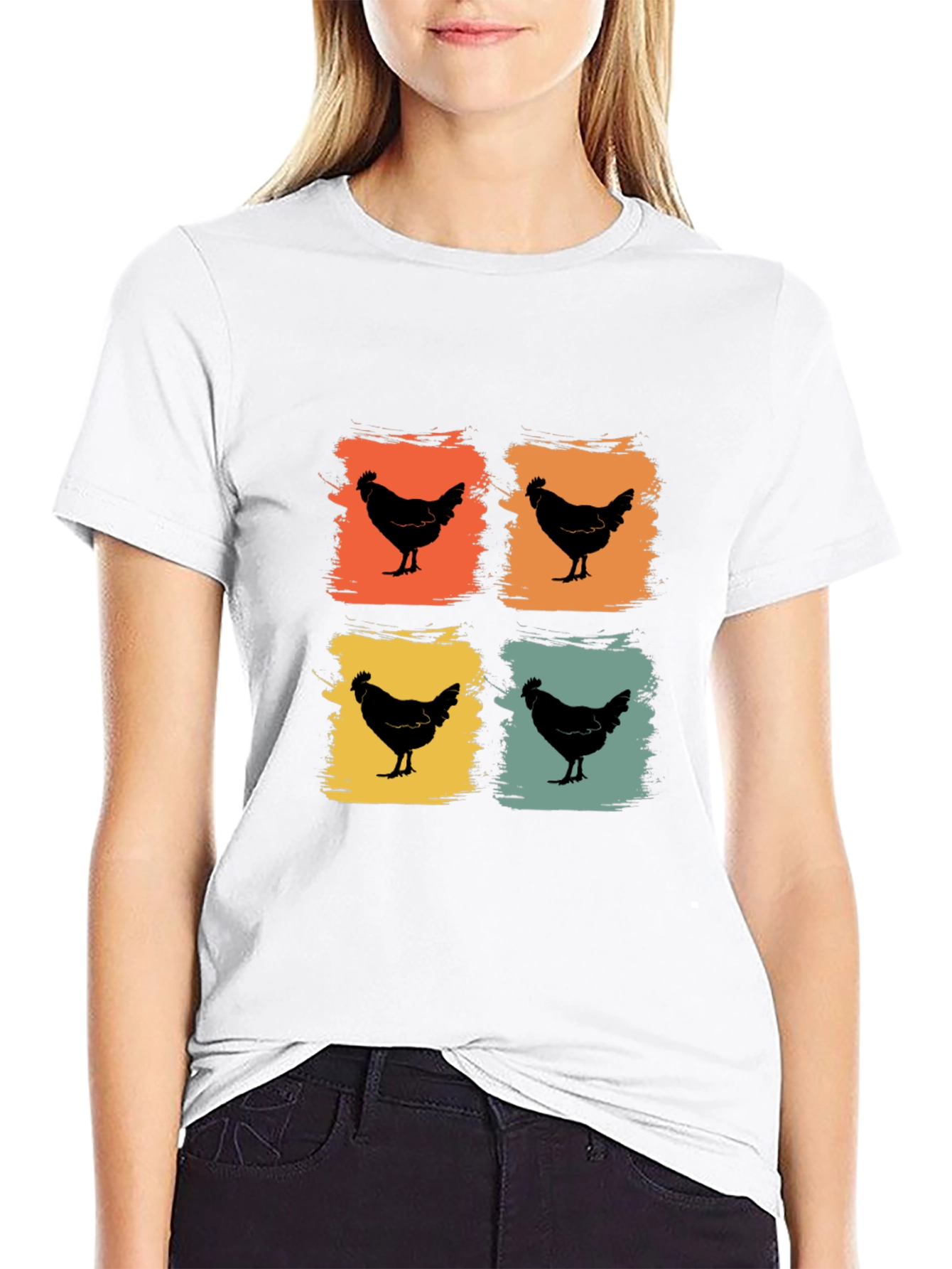 Retro Chicken Graphic Tee - Black T-Shirt