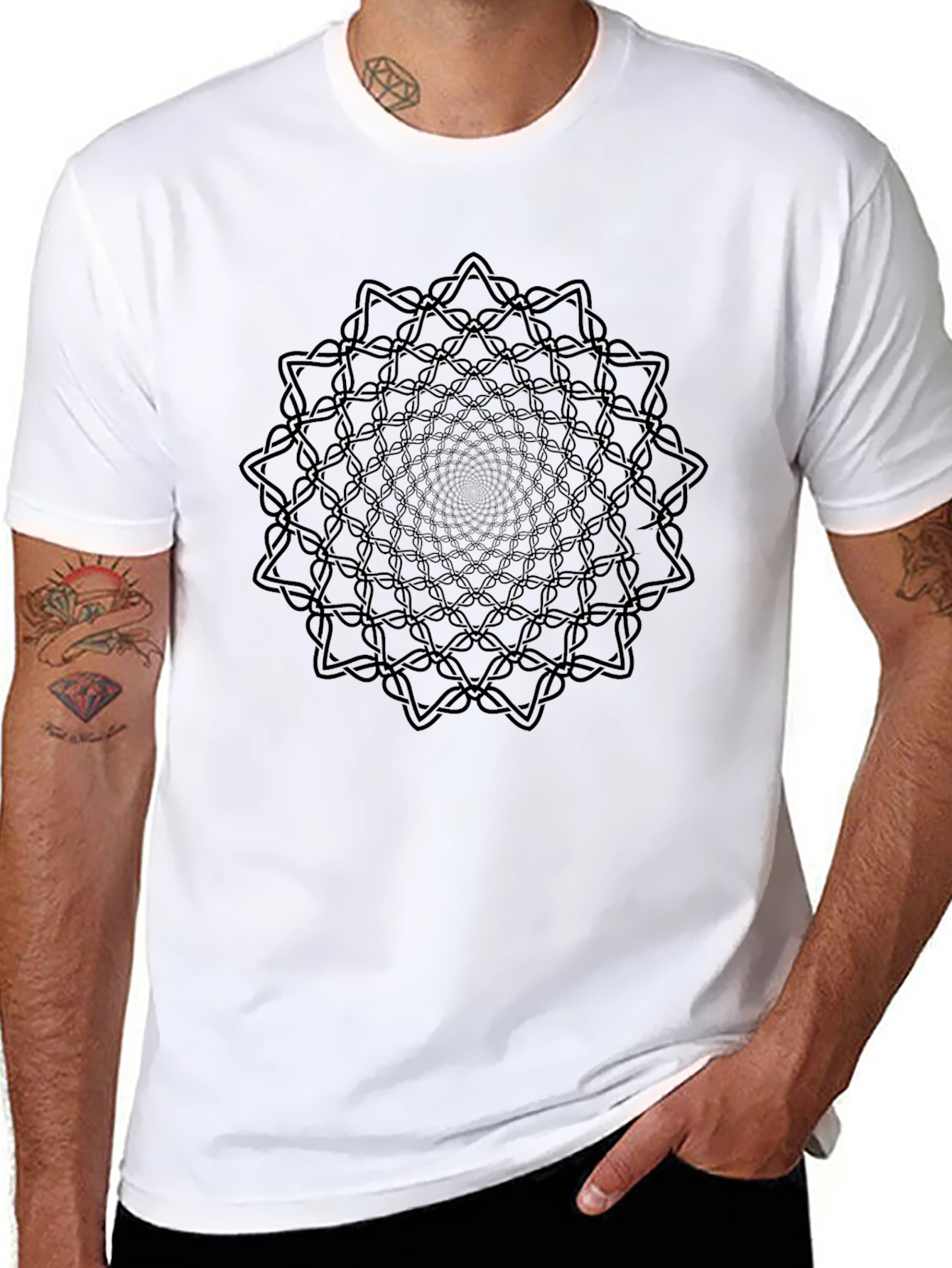 Abstract Mandala Black Graphic T-Shirt