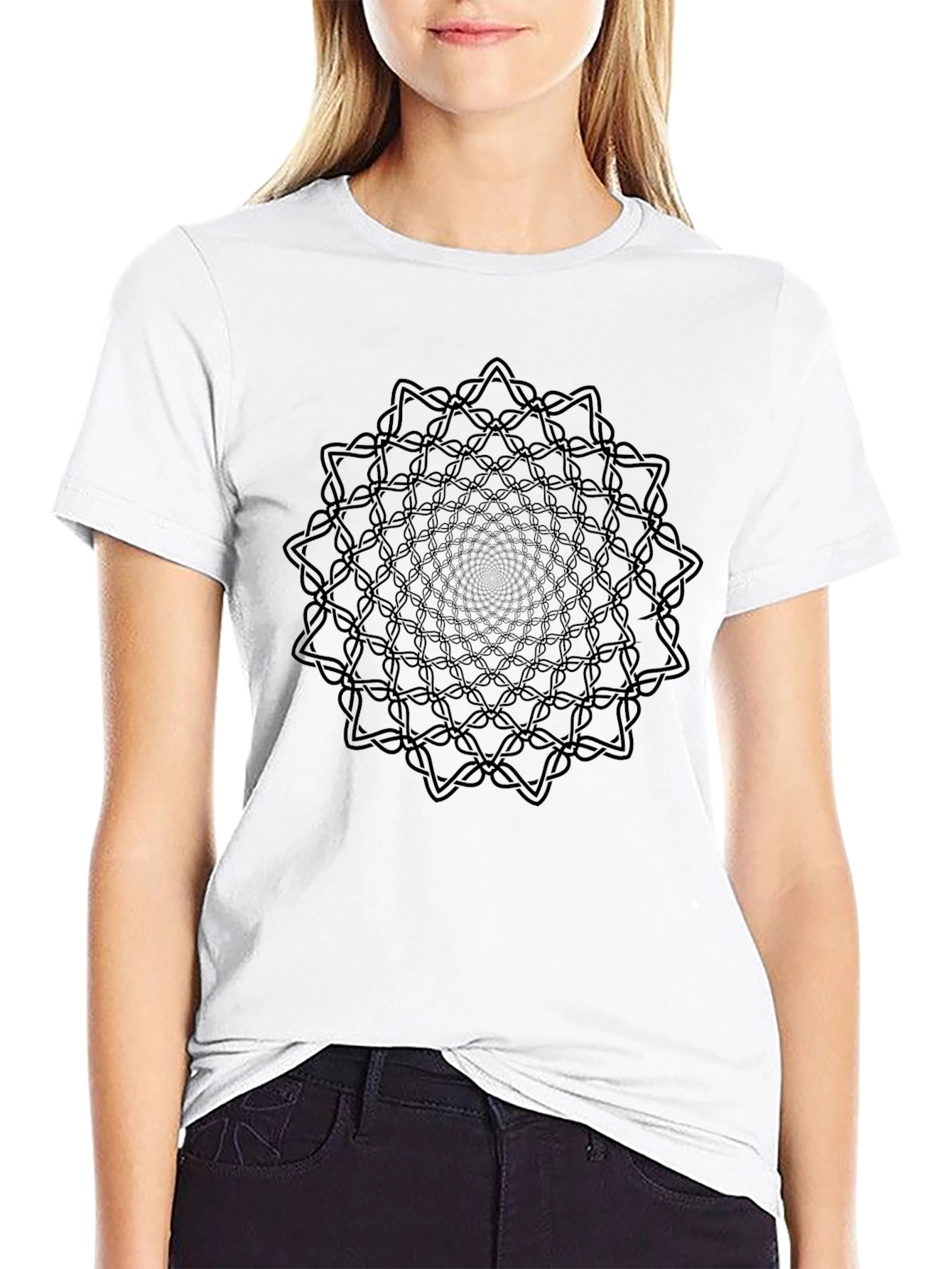 Abstract Mandala Black Graphic T-Shirt