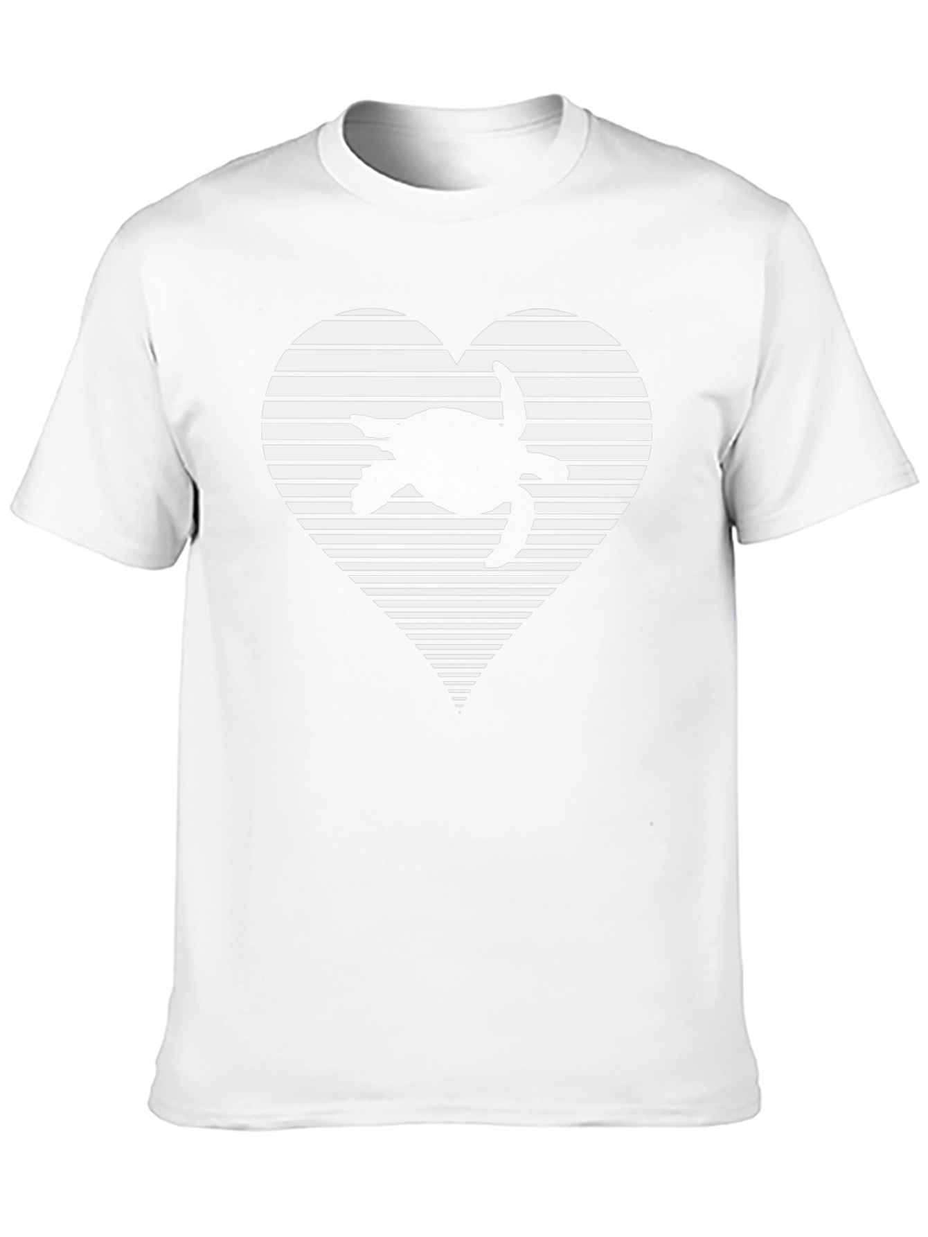 Turtle Heart Striped Graphic Tee - Casual Black T-Shirt