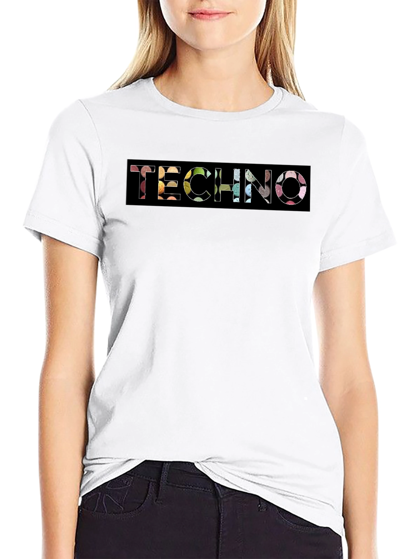 Techno Graphic Tee - Black Cotton Crewneck