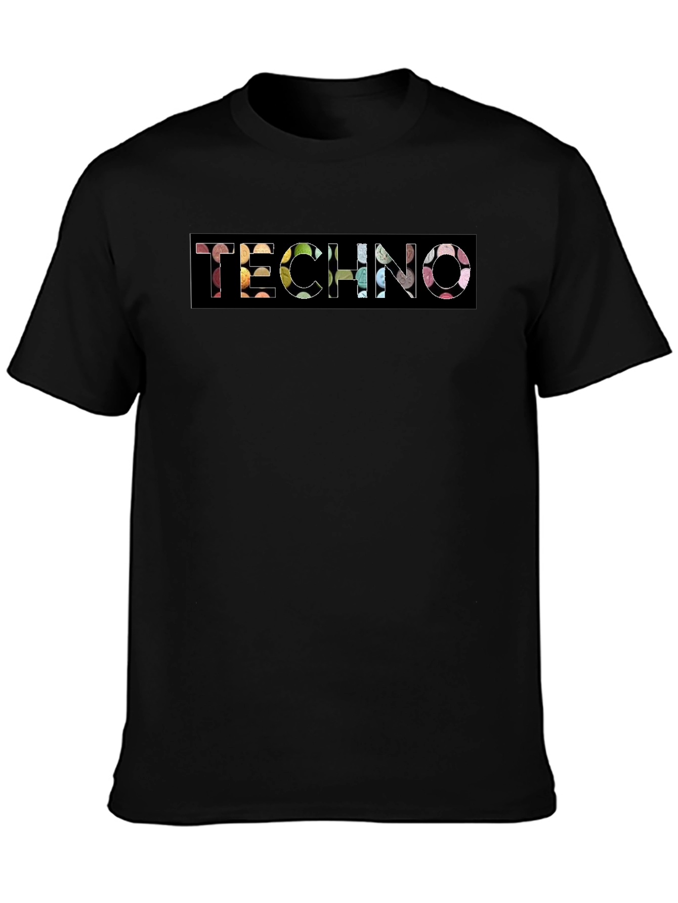 Techno Graphic Tee - Black Cotton Crewneck