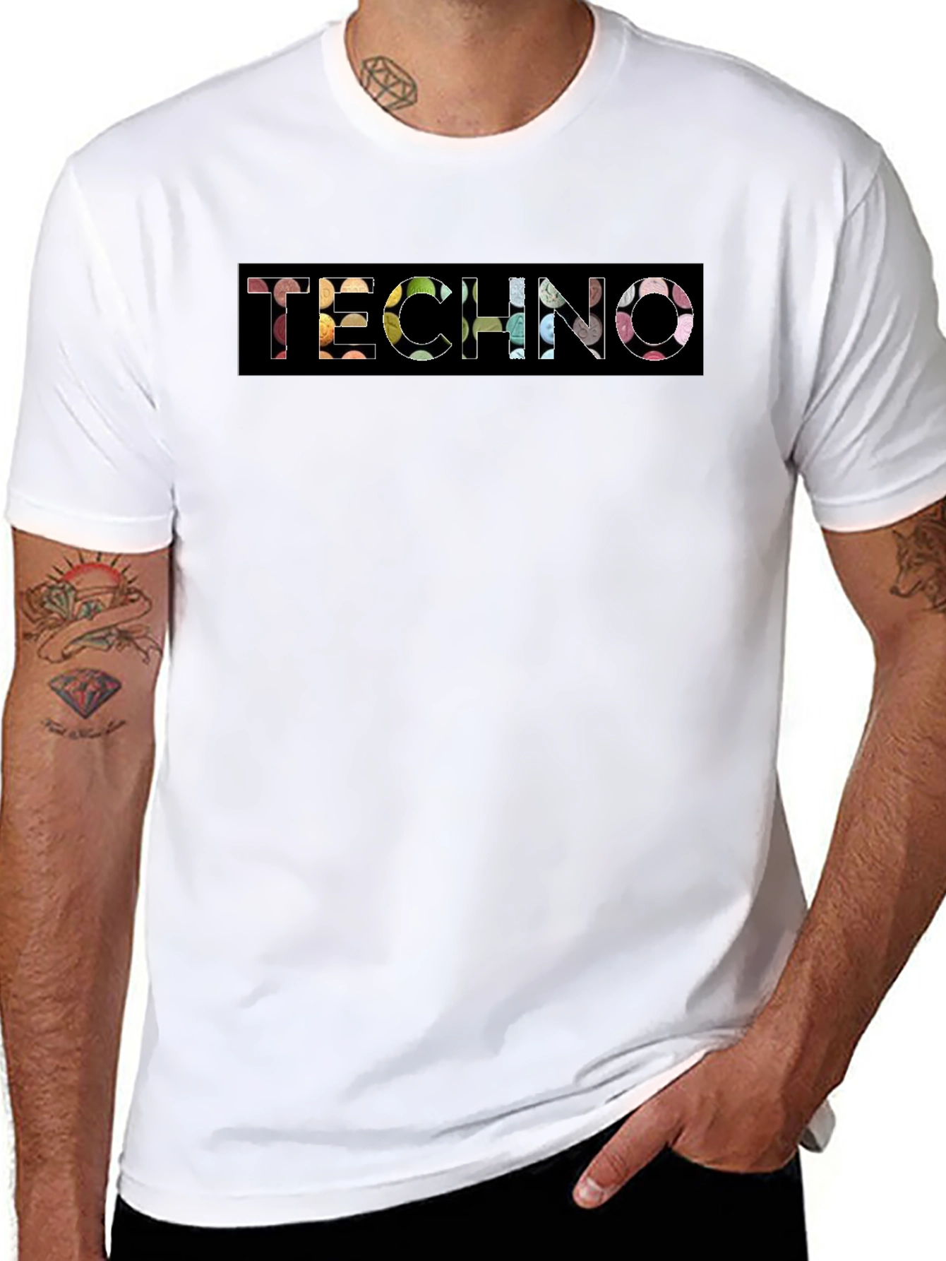 Techno Graphic Tee - Black Cotton Crewneck