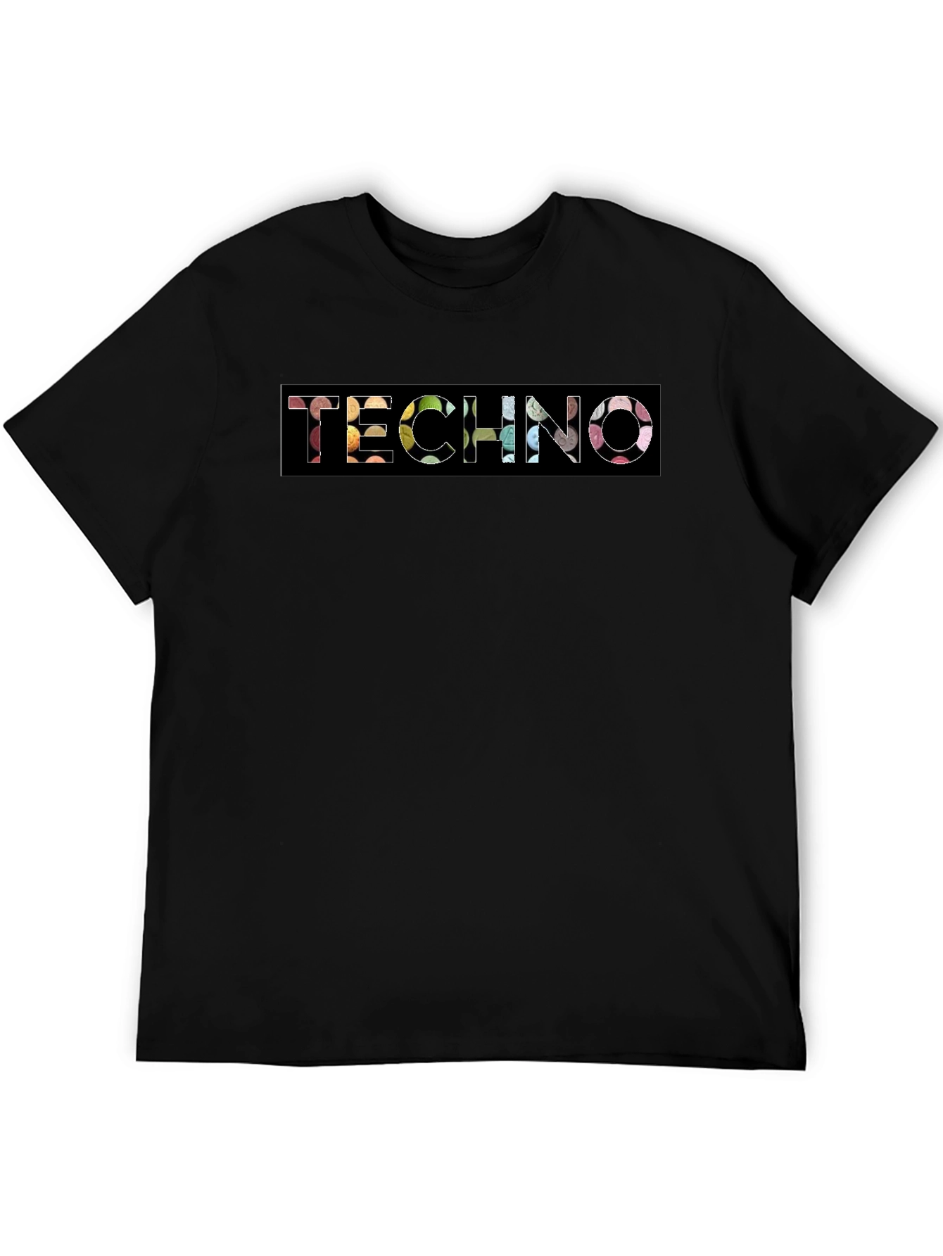 Techno Graphic Tee - Black Cotton Crewneck
