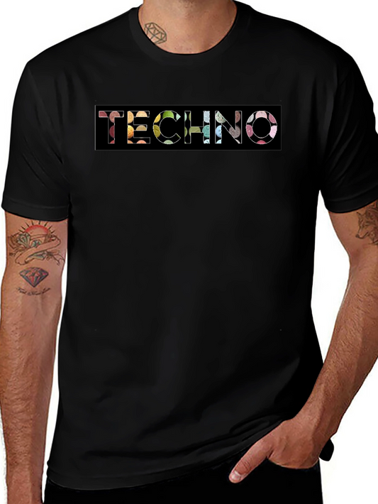 Techno Graphic Tee - Black Cotton Crewneck