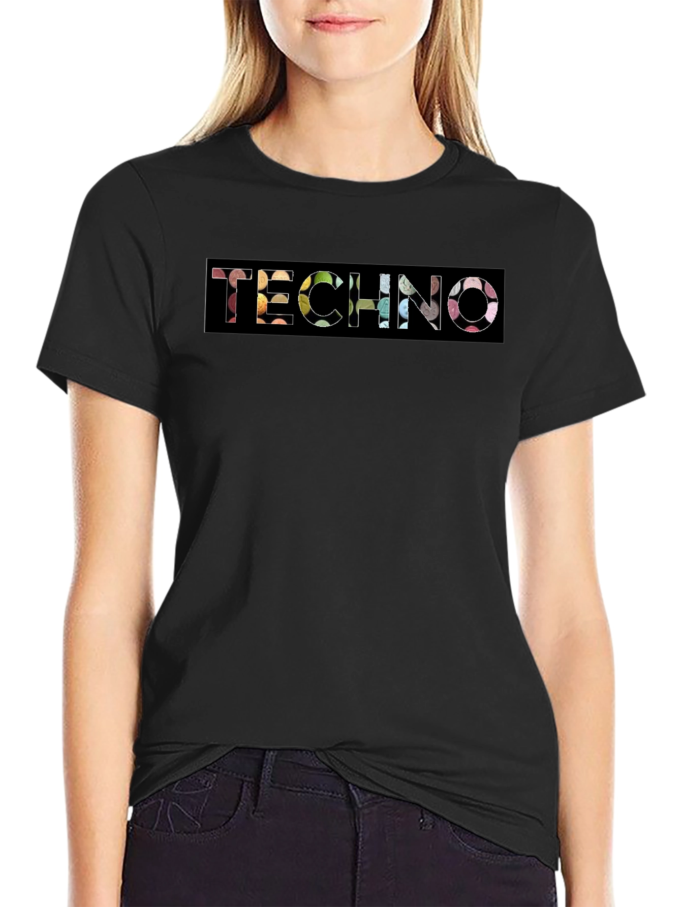 Techno Graphic Tee - Black Cotton Crewneck