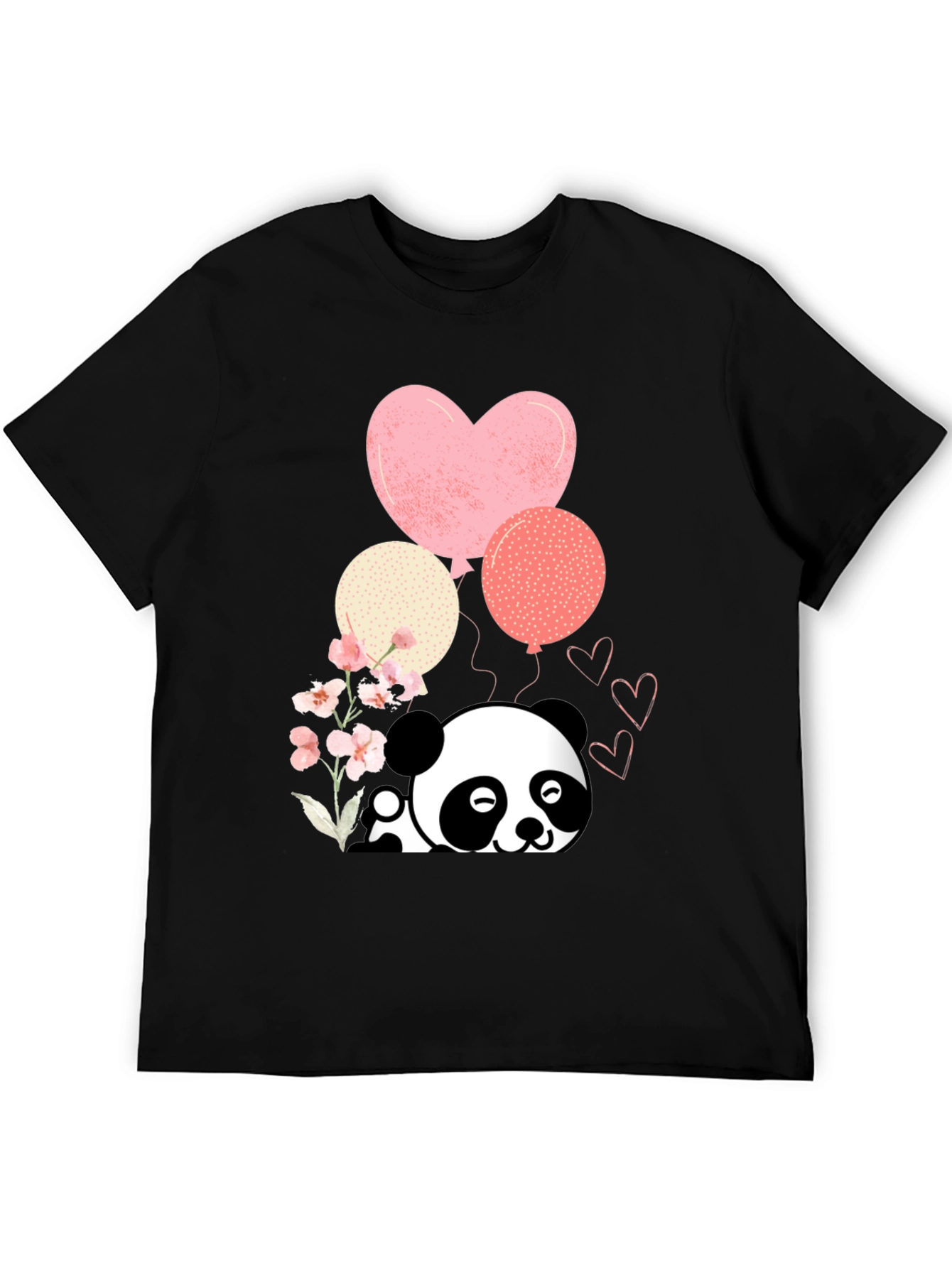 Cute Panda & Balloons Graphic Tee