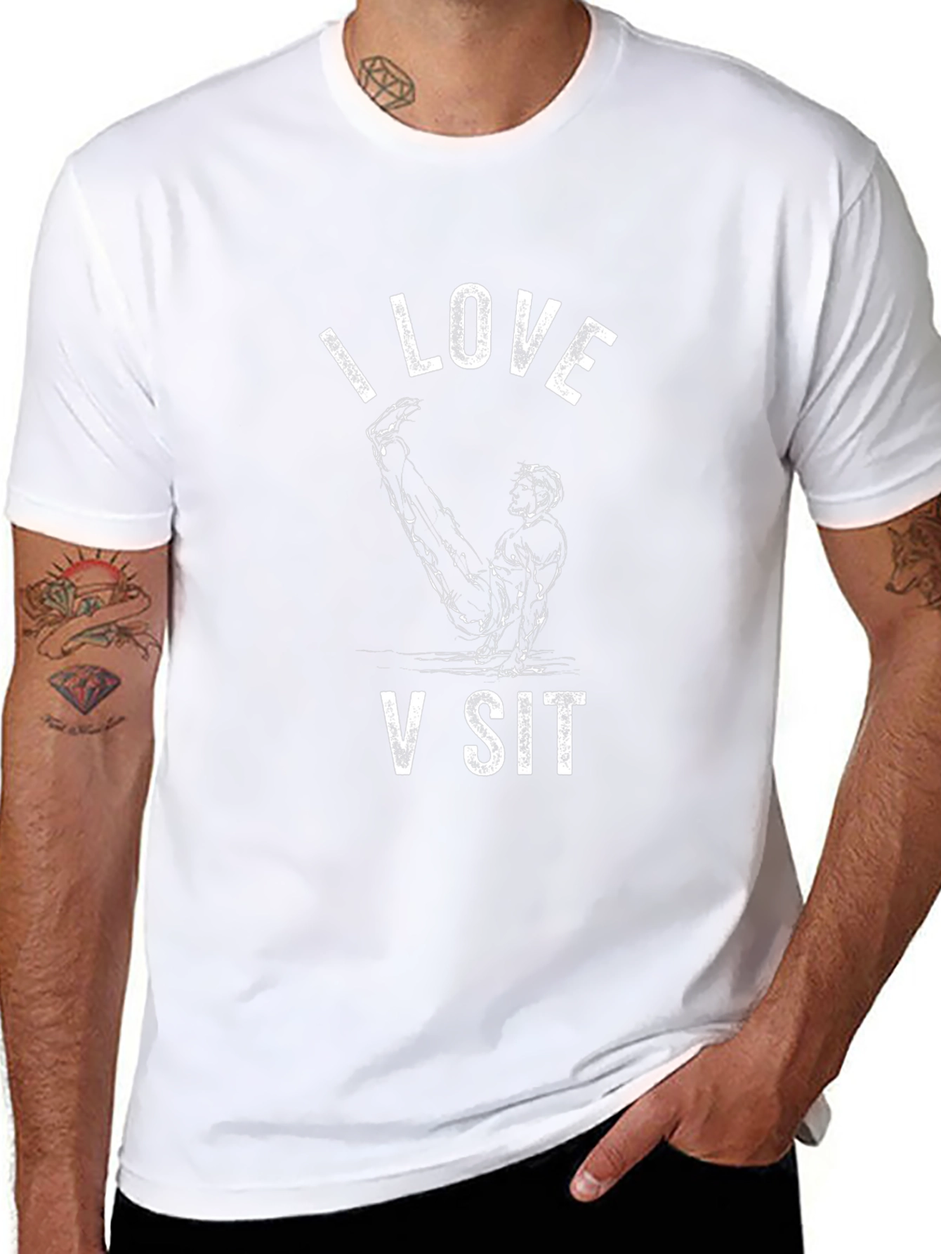 I Love V Sit T-Shirt - Black Graphic Tee