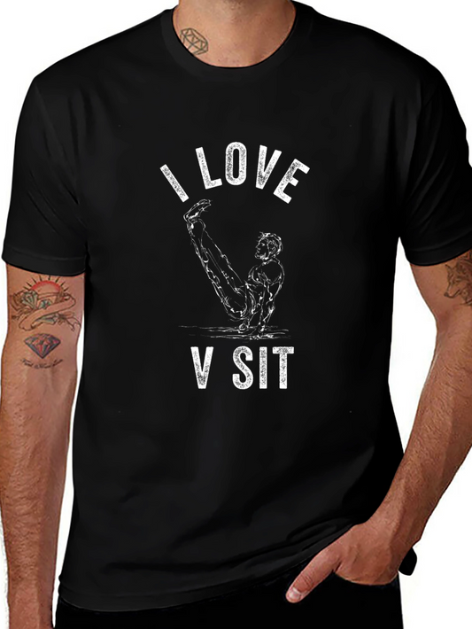 I Love V Sit T-Shirt - Black Graphic Tee