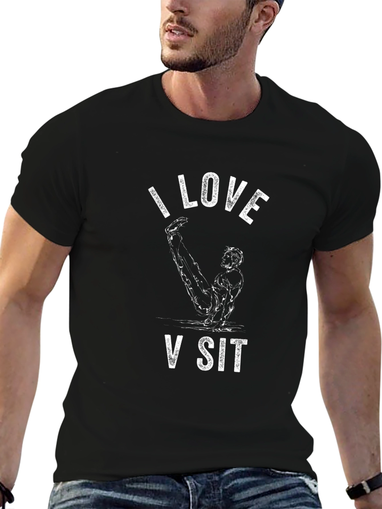 I Love V Sit T-Shirt - Black Graphic Tee