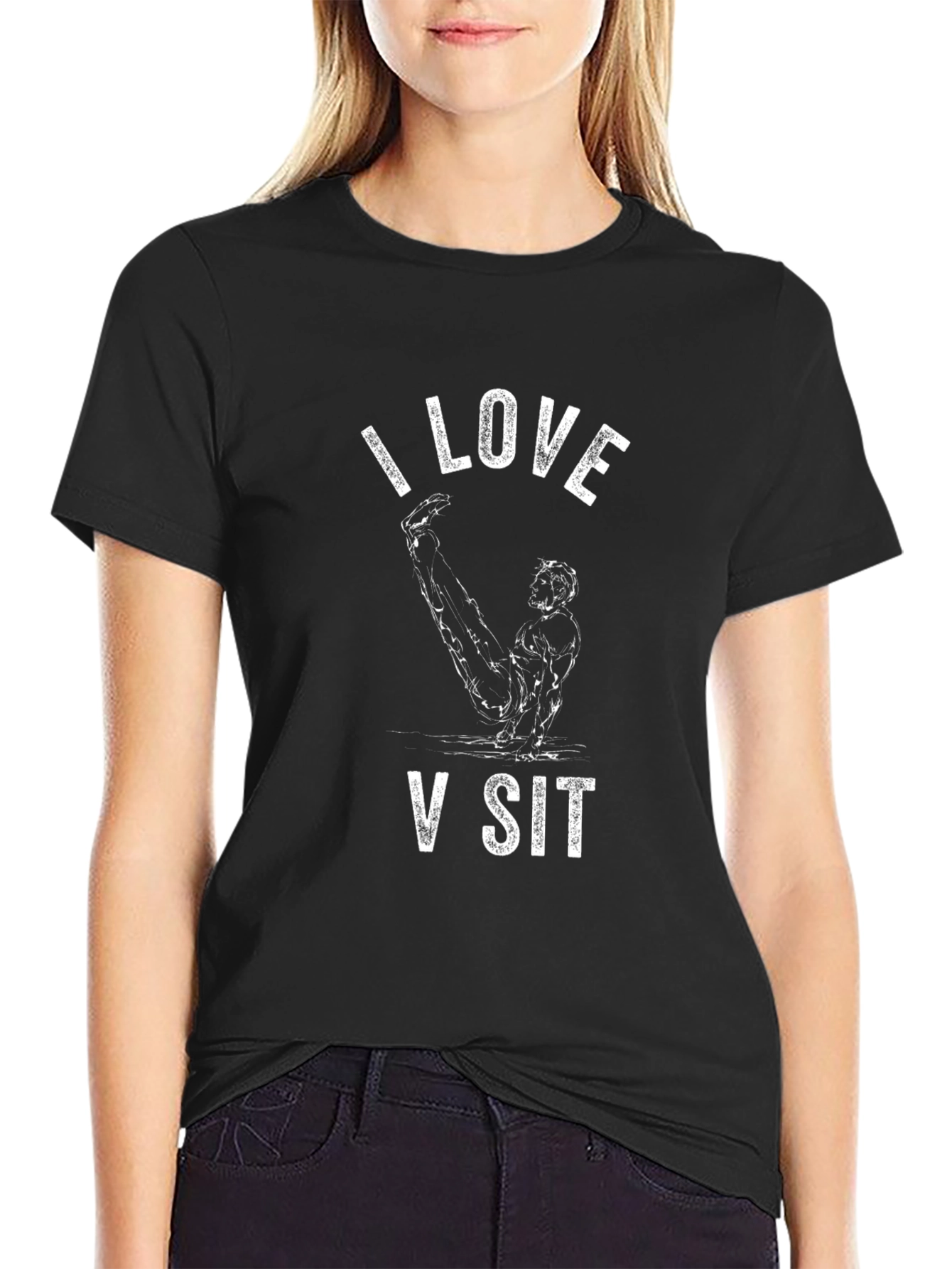 I Love V Sit T-Shirt - Black Graphic Tee