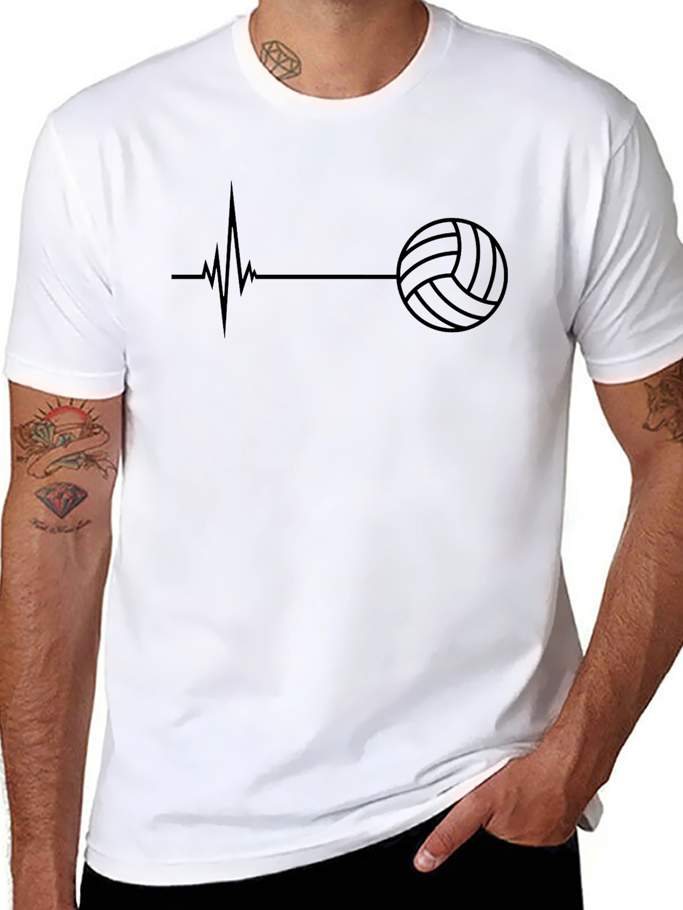 Volleyball Heartbeat Graphic Tee - Black