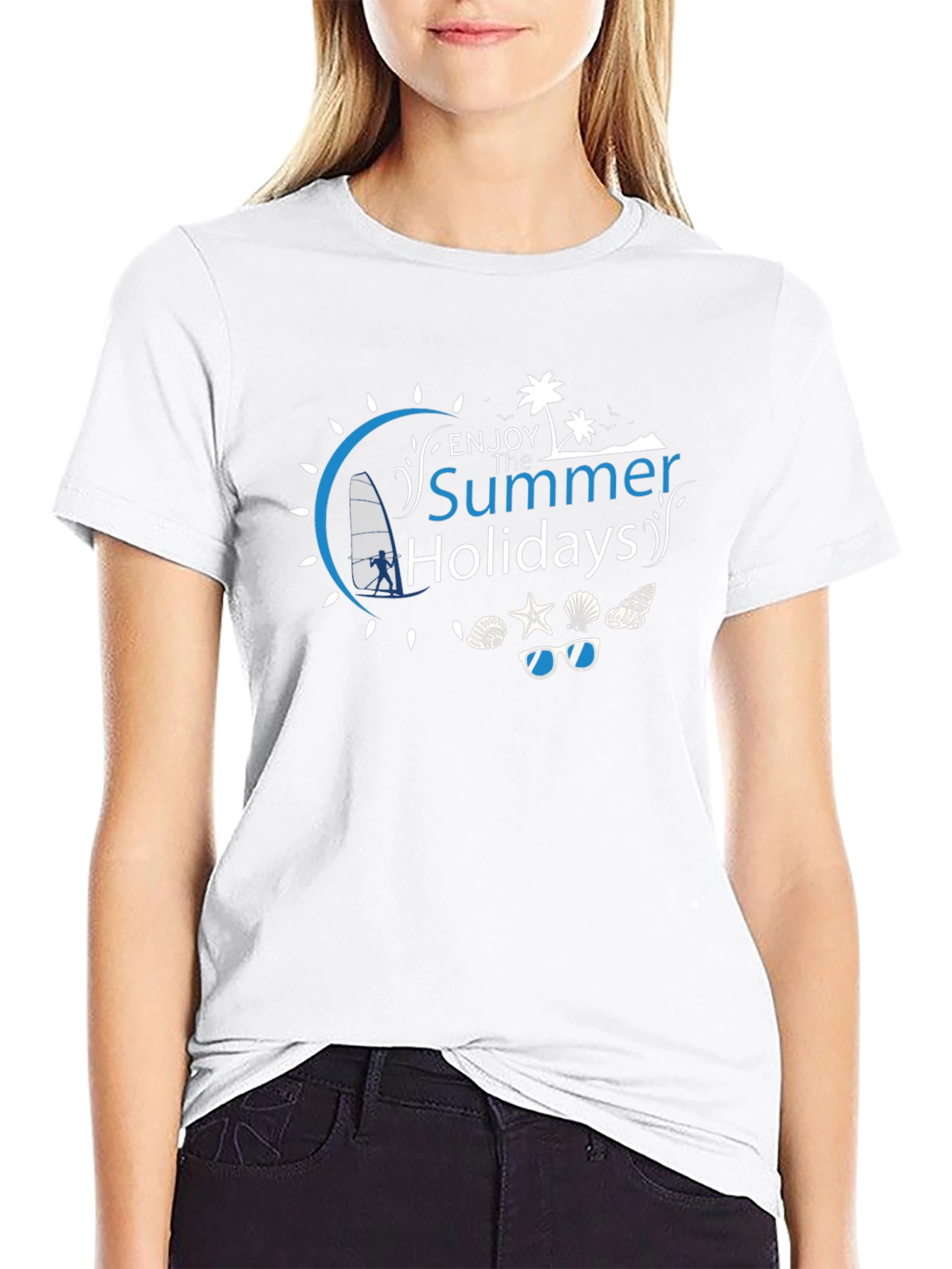 Summer Holiday Graphic Tee - Black Cotton T-Shirt