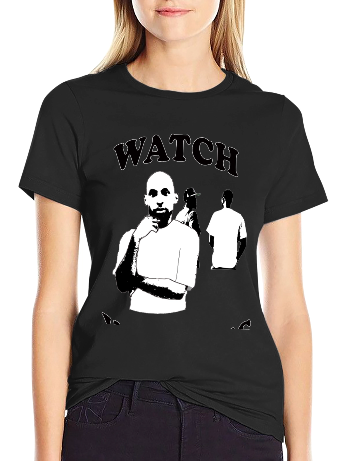 Watch Us Black Graphic Tee for Men