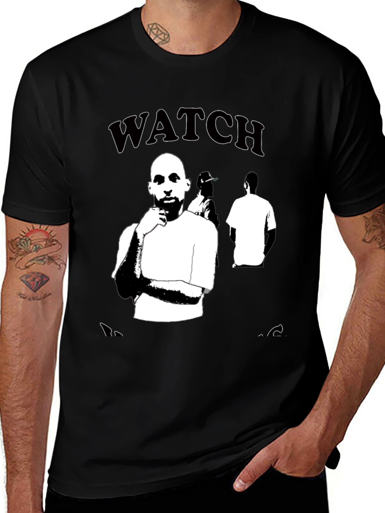 Watch Us Black Graphic Tee for Men