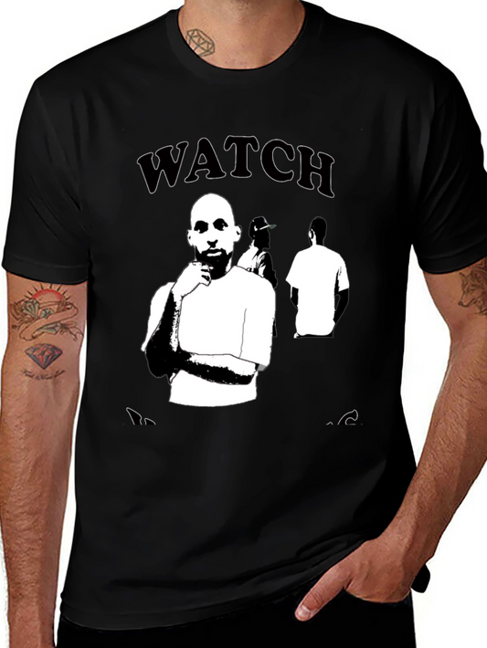 Watch Us Black Graphic Tee for Men