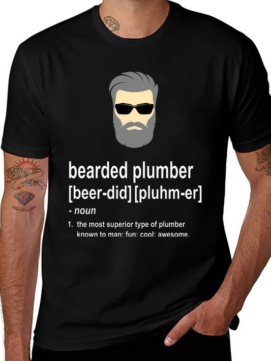 Bearded Plumber Funny Graphic Tee