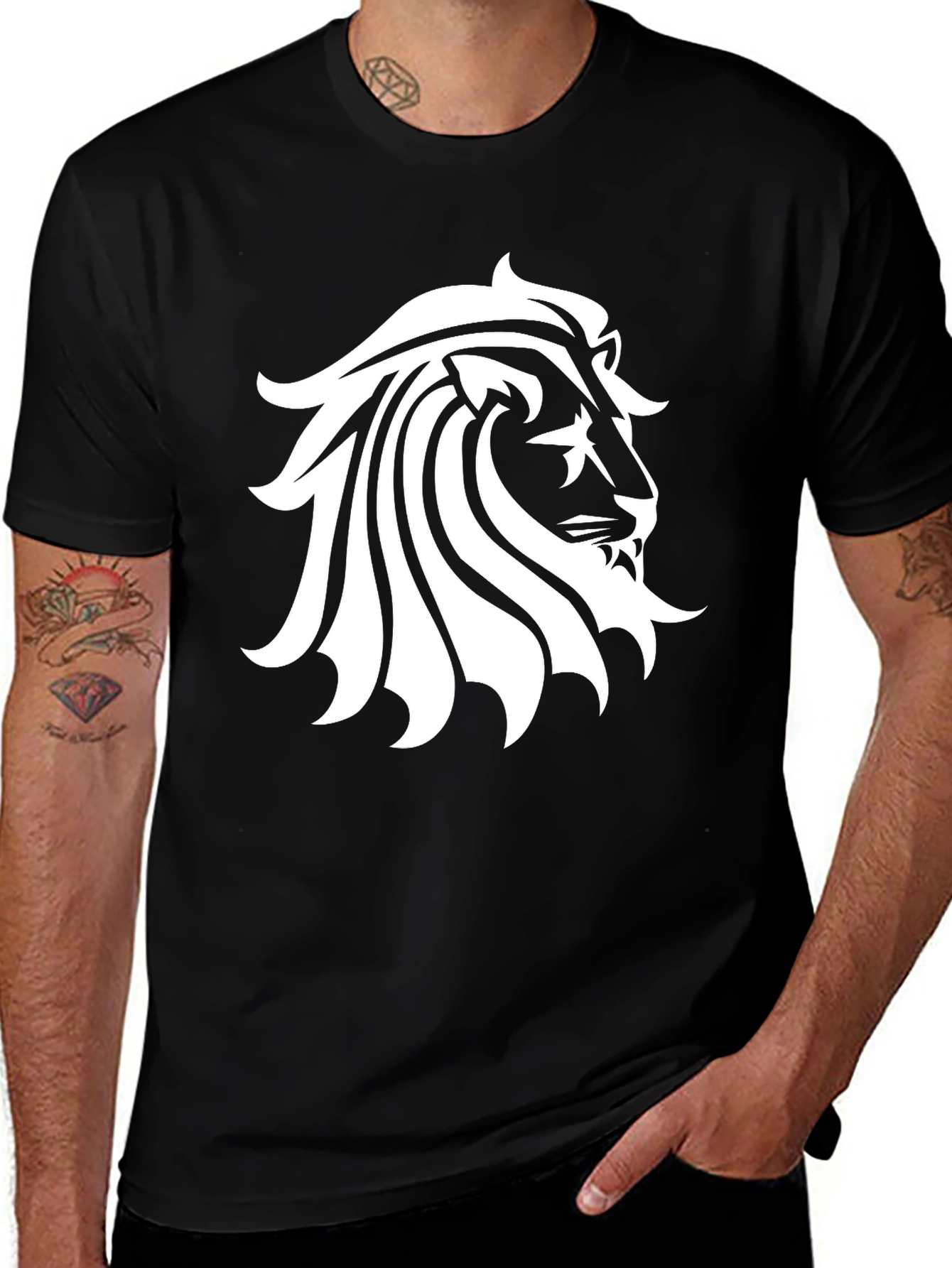 Lion Graphic Black T-Shirt - Menswear