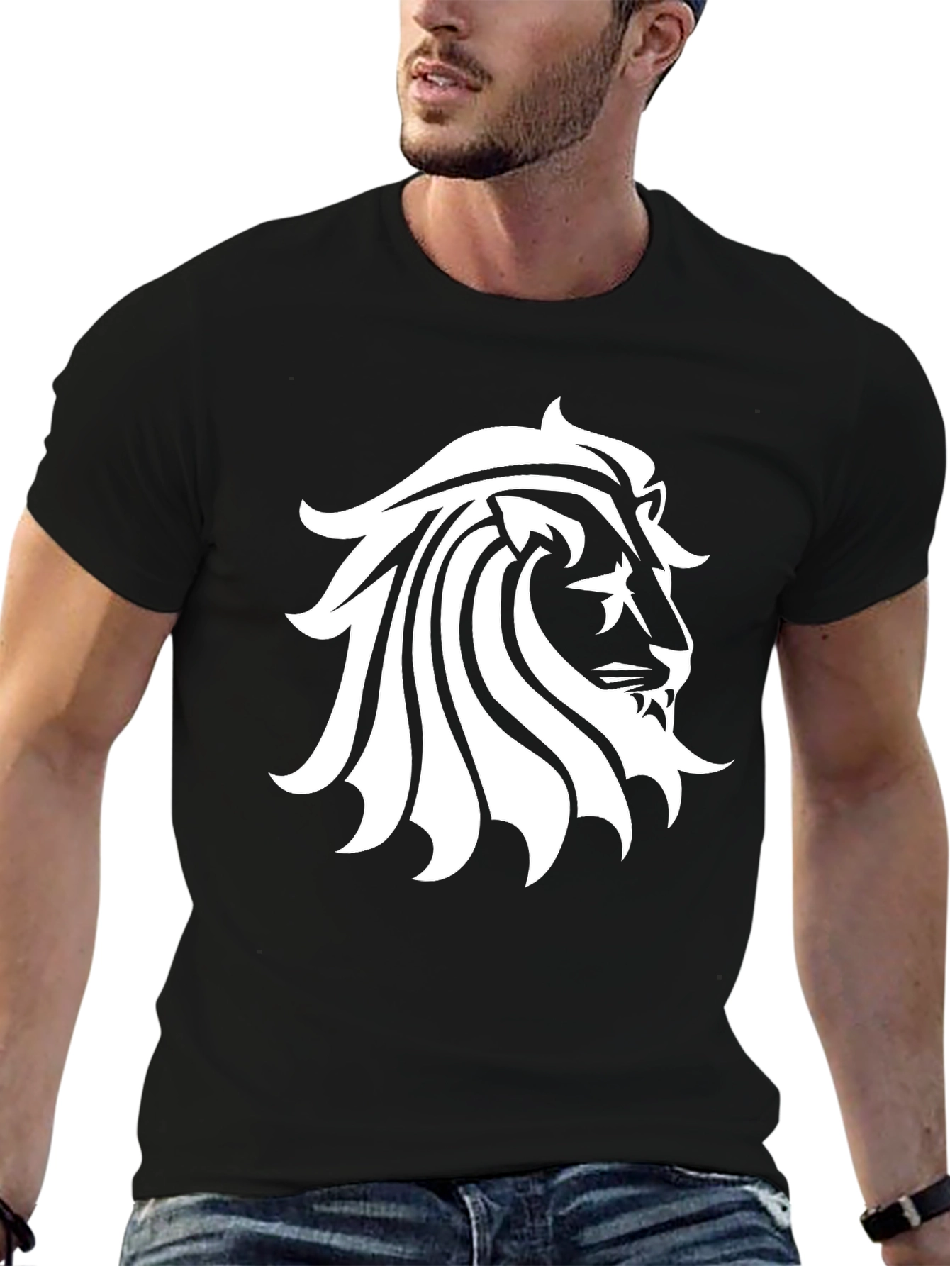 Lion Graphic Black T-Shirt - Menswear