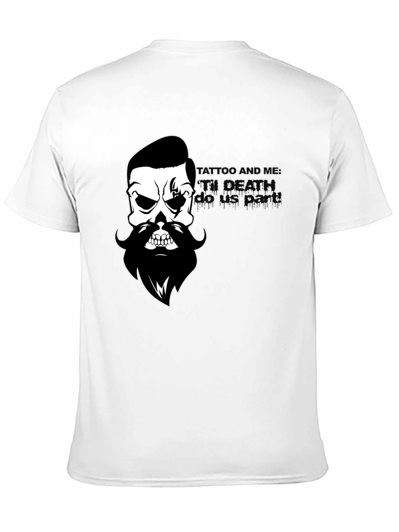 Mens Black T-Shirt with Skull & Beard Graphic