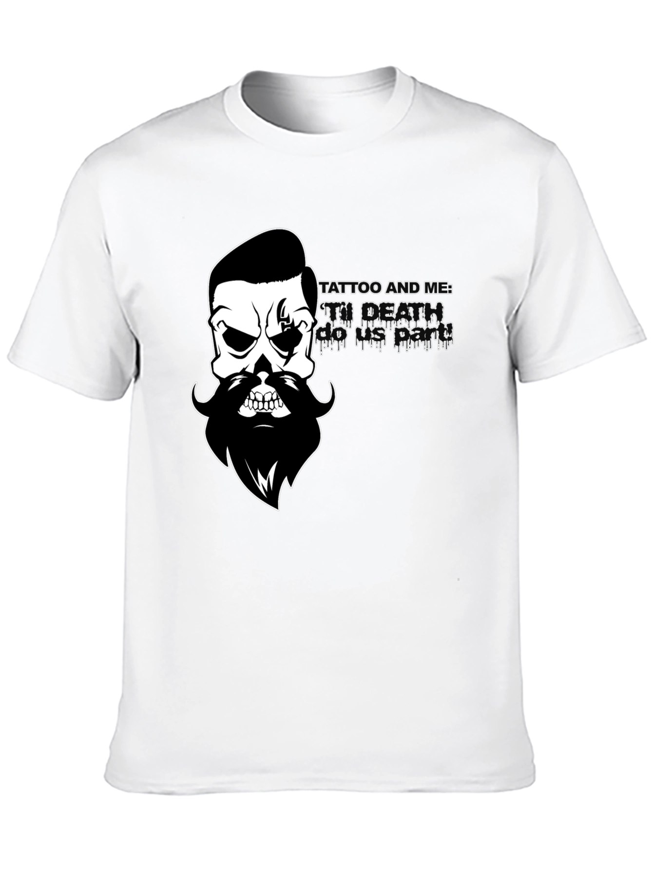 Mens Black T-Shirt with Skull & Beard Graphic
