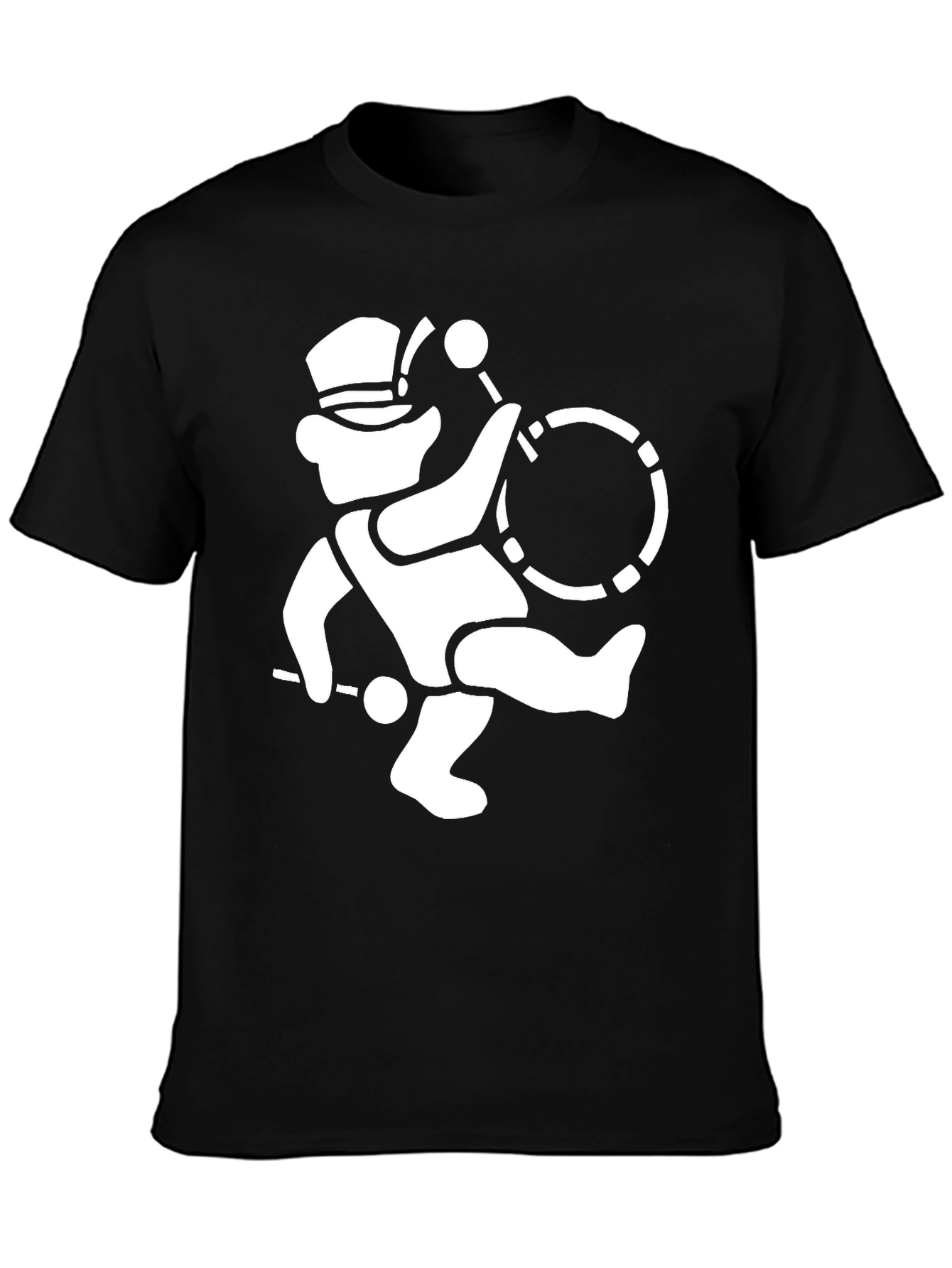 Drummer Bear Graphic Tee - Black Cotton Shirt
