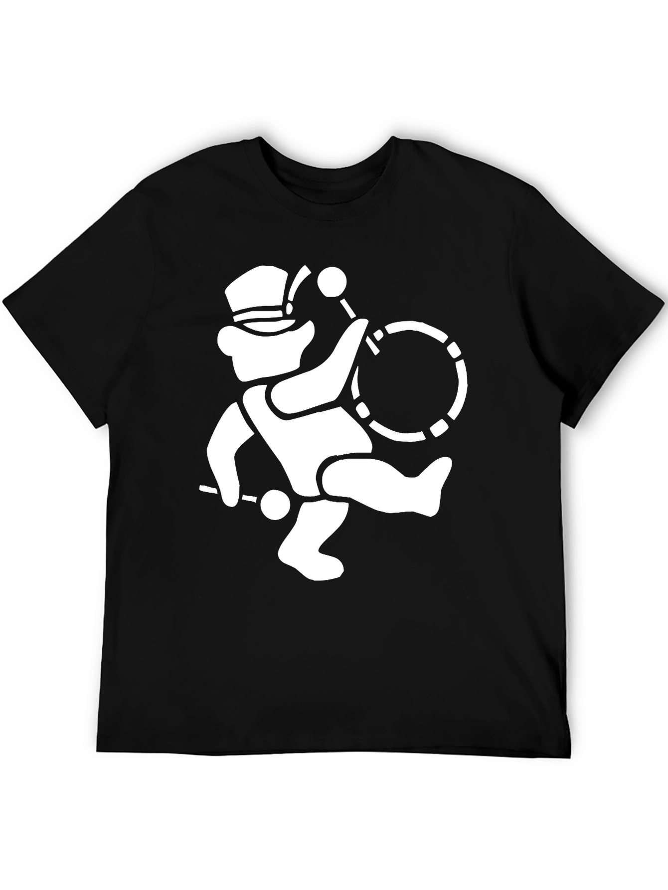 Drummer Bear Graphic Tee - Black Cotton Shirt
