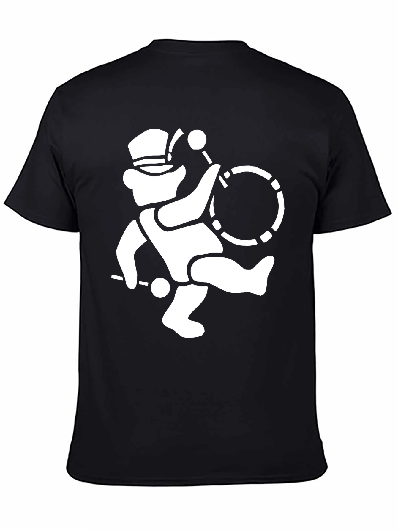 Drummer Bear Graphic Tee - Black Cotton Shirt