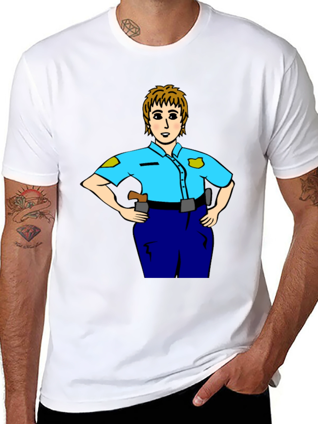 Police Woman Cartoon T-Shirt | Graphic Tee