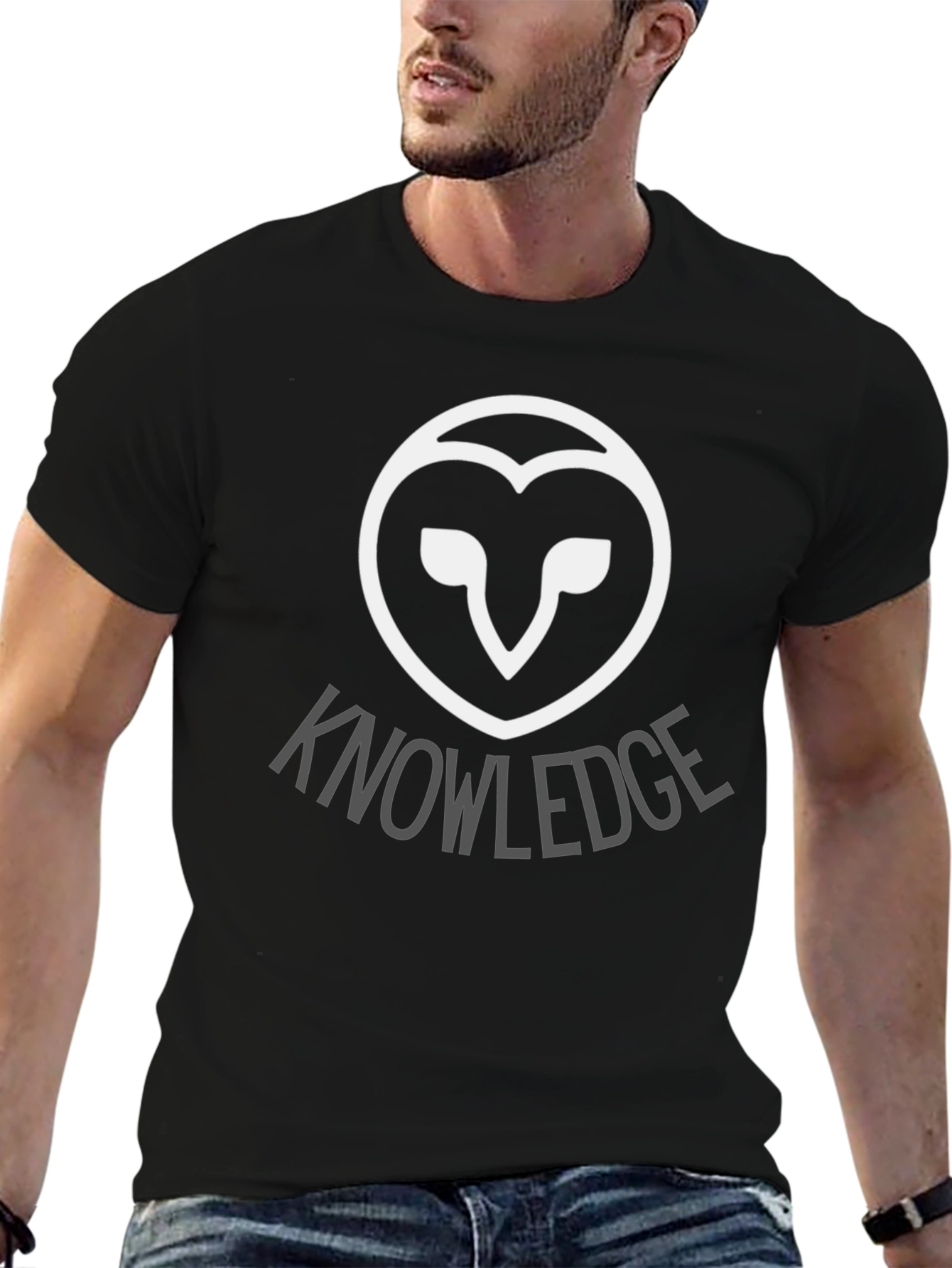Knowledge Owl T-Shirt - Black Cotton Tee