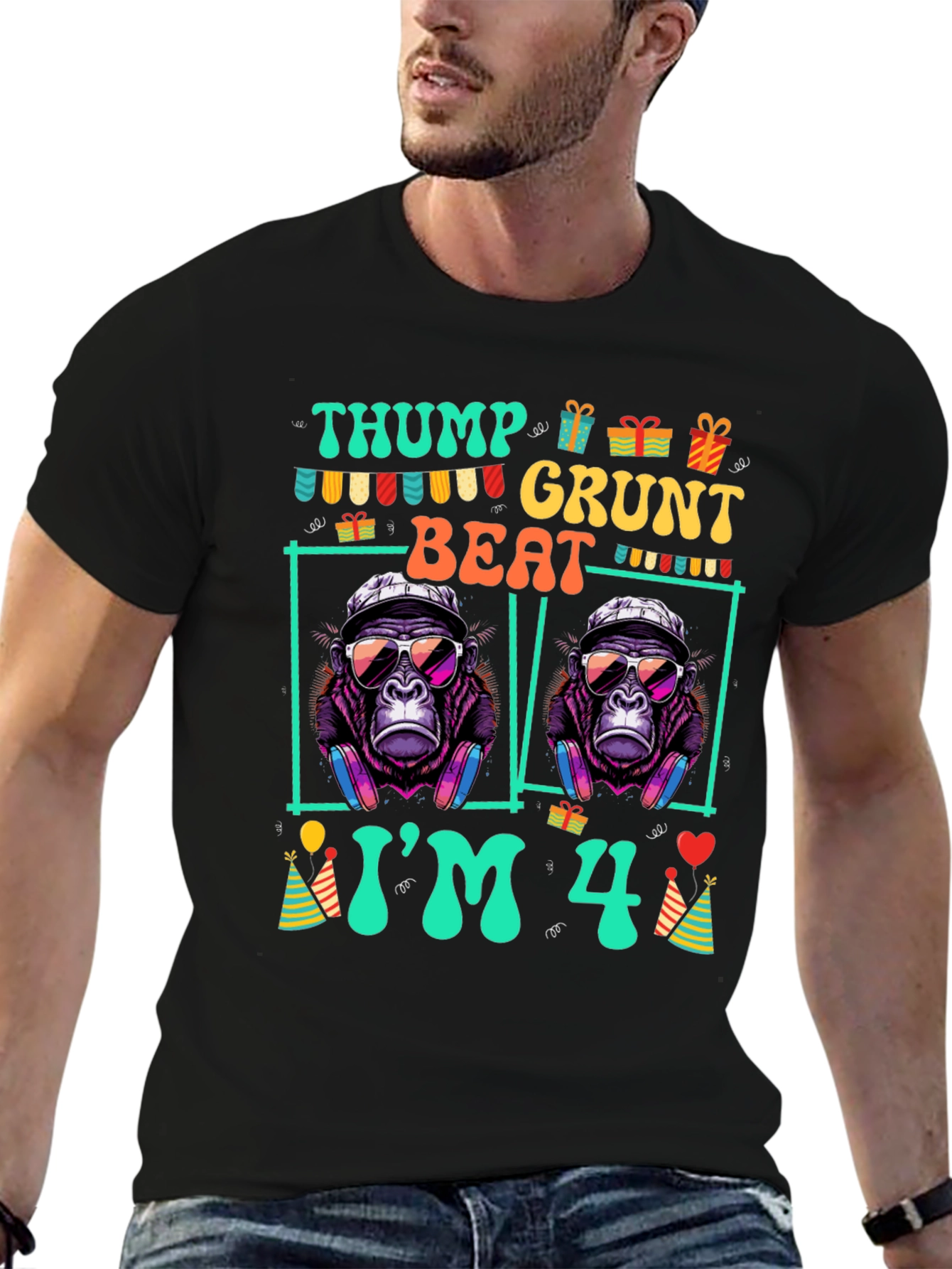 Thump Grunt Beat Birthday Gorilla T-Shirt