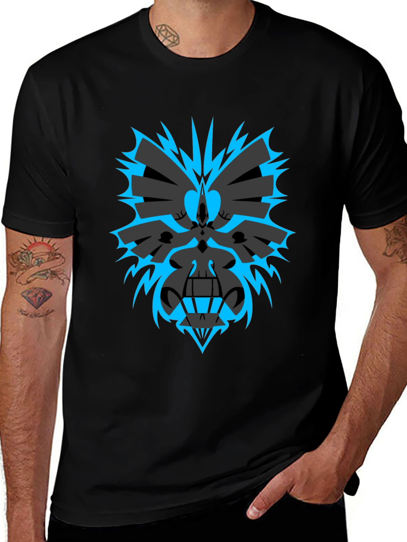 Abstract Graphic Print Black T-Shirt