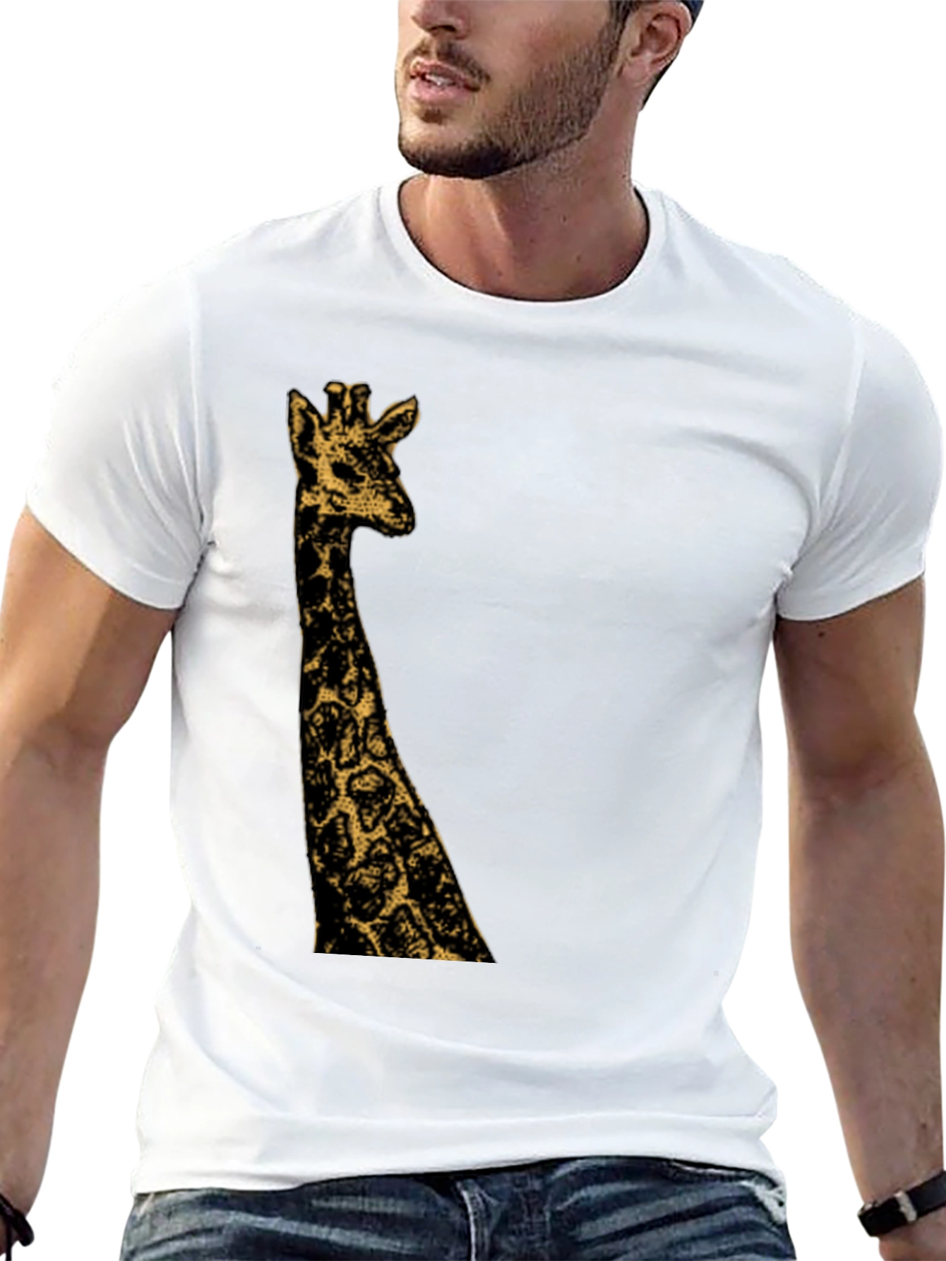 Giraffe Graphic Print Black T-Shirt