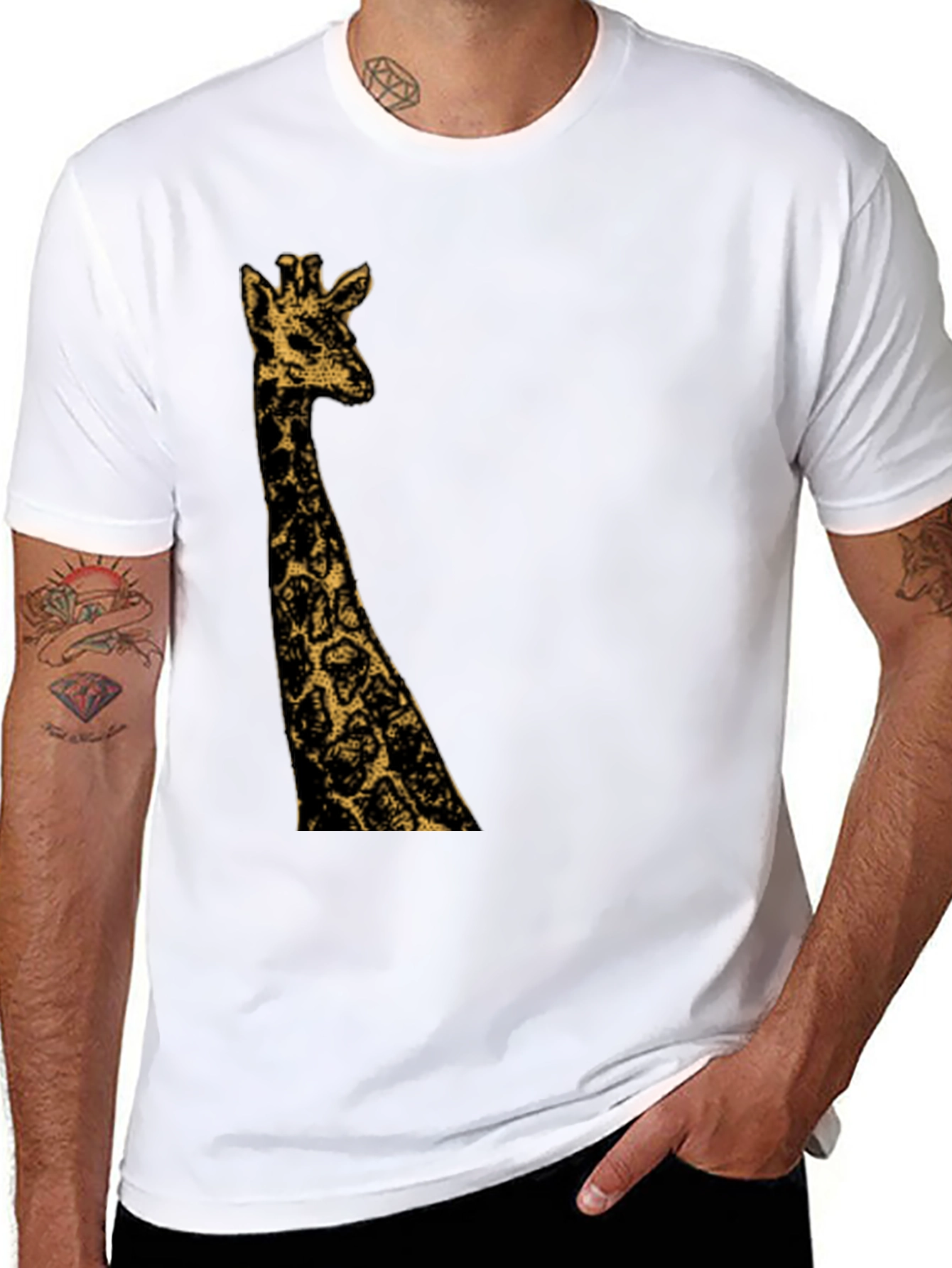 Giraffe Graphic Print Black T-Shirt