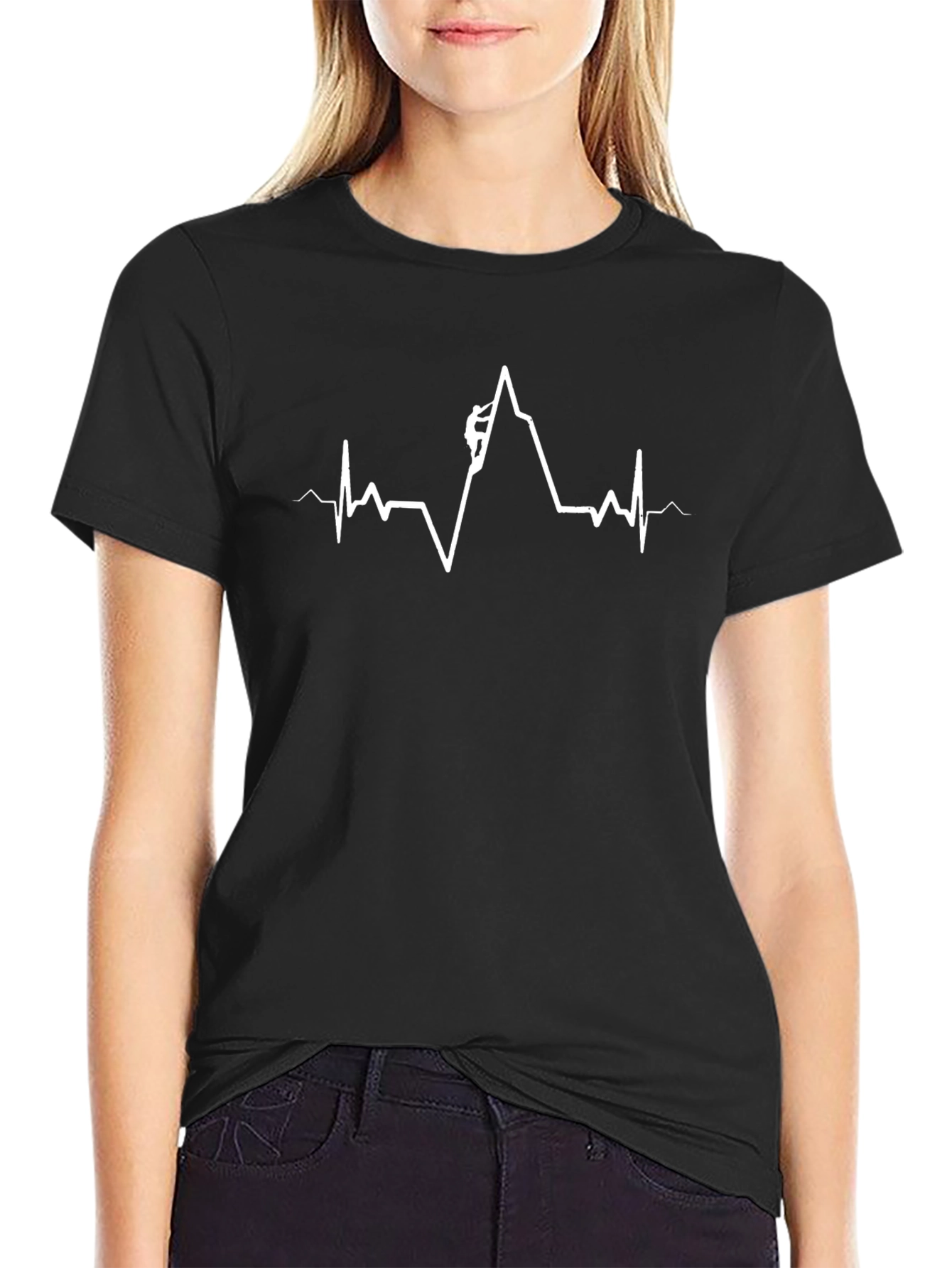 Climbing Heartbeat Graphic Tee - Black