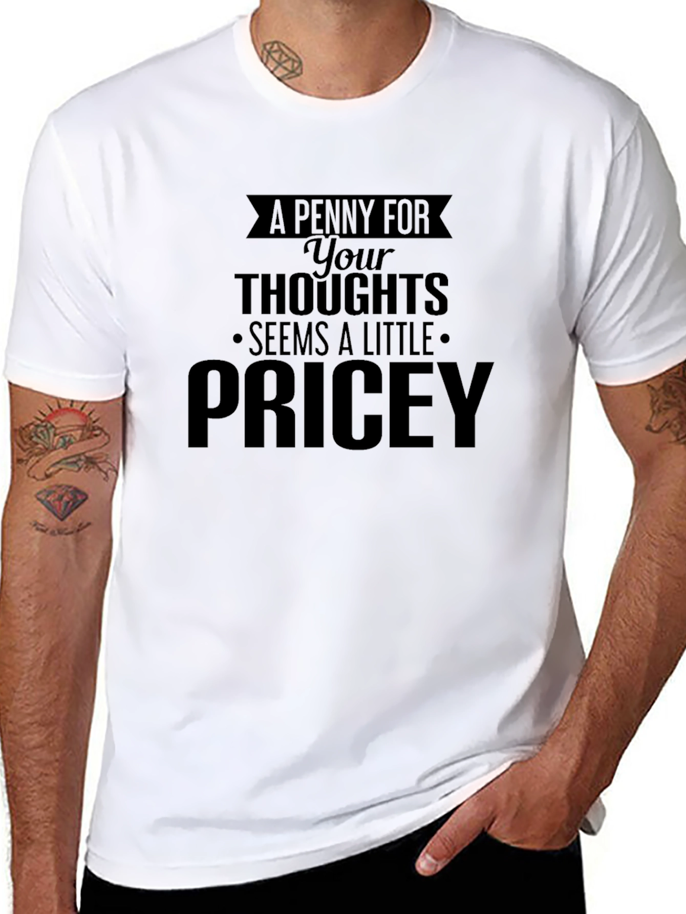 Funny Pricey Thoughts Black Graphic Tee