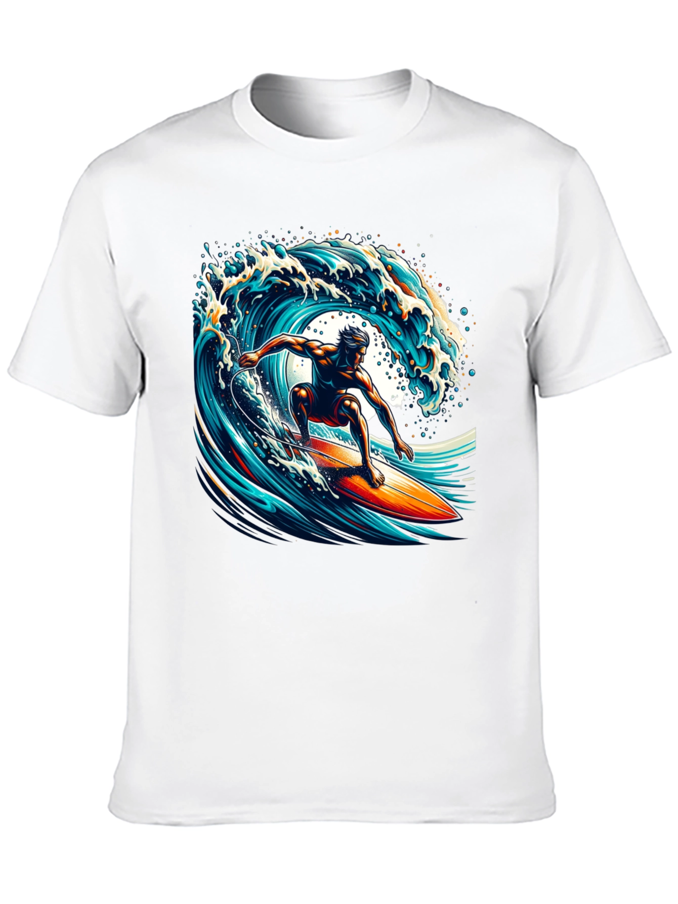 Surfer Wave Graphic T-Shirt - Black Cotton Tee
